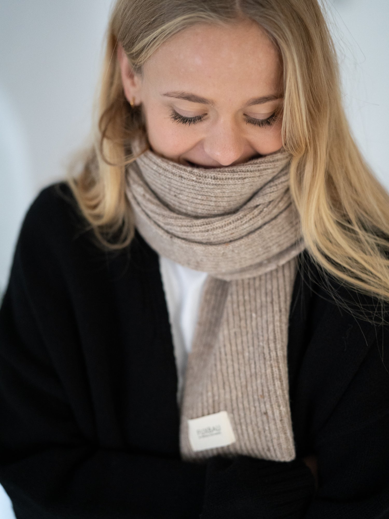 Merino Schal - beige neps
