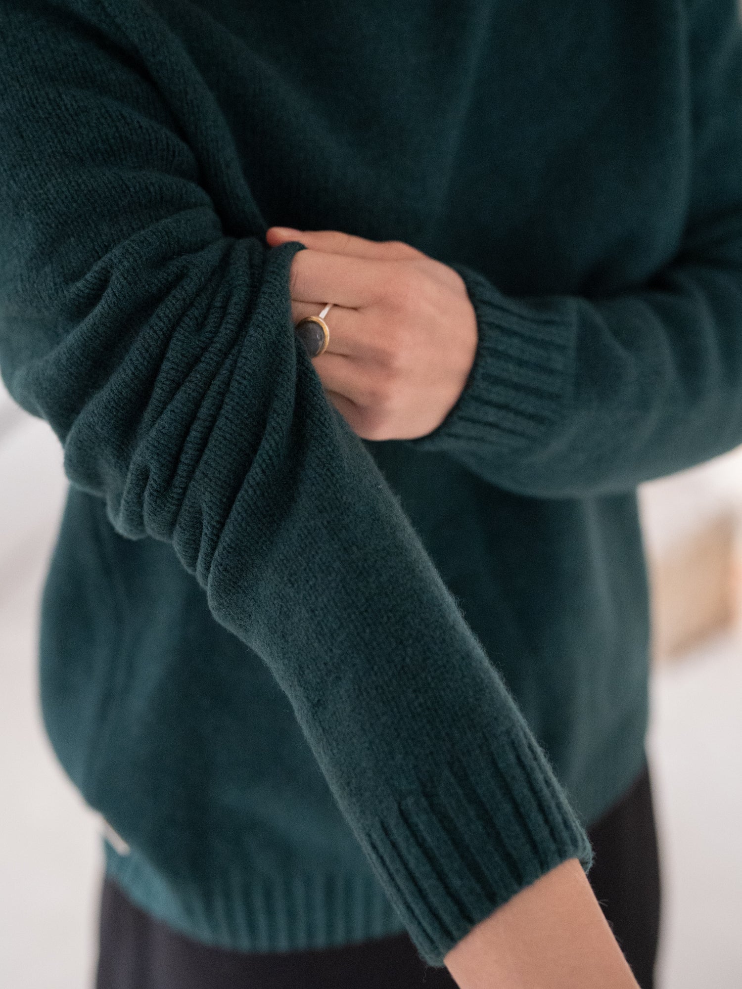 Frauen Merino Strickpullover - grün