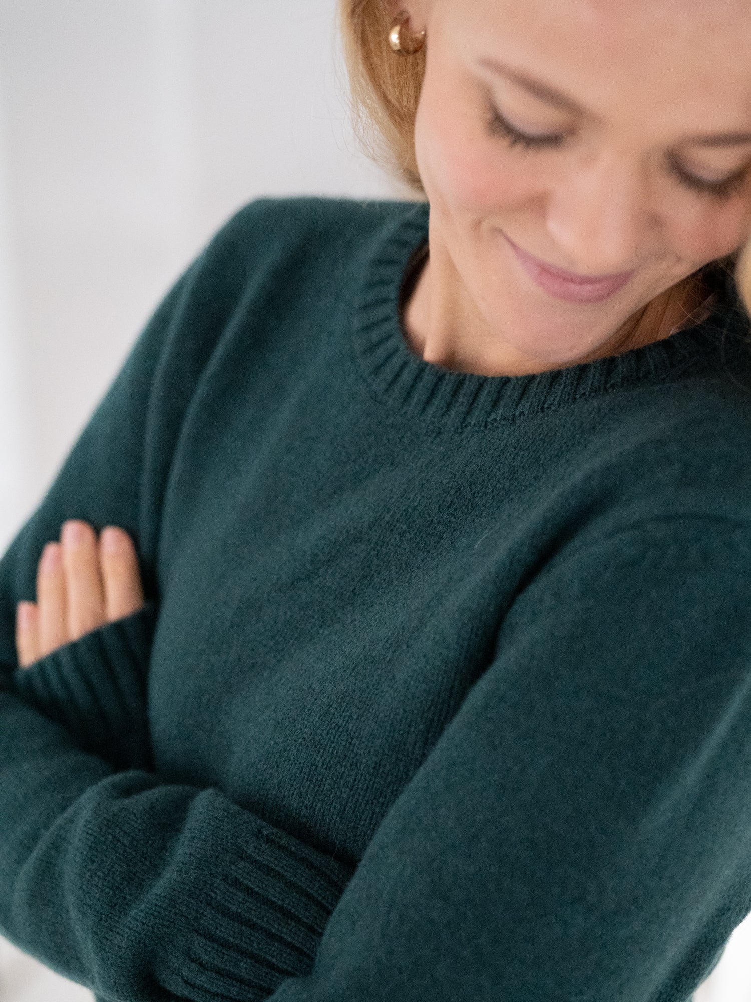 Frauen Merino Strickpullover - grün