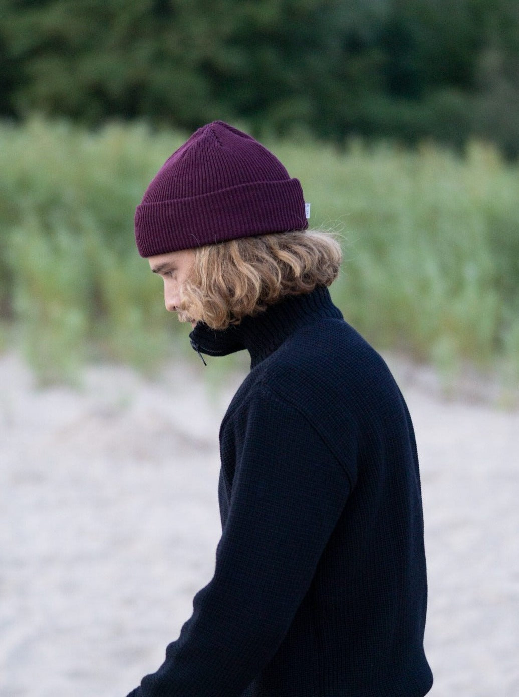 Merino Strickmütze - bordeaux