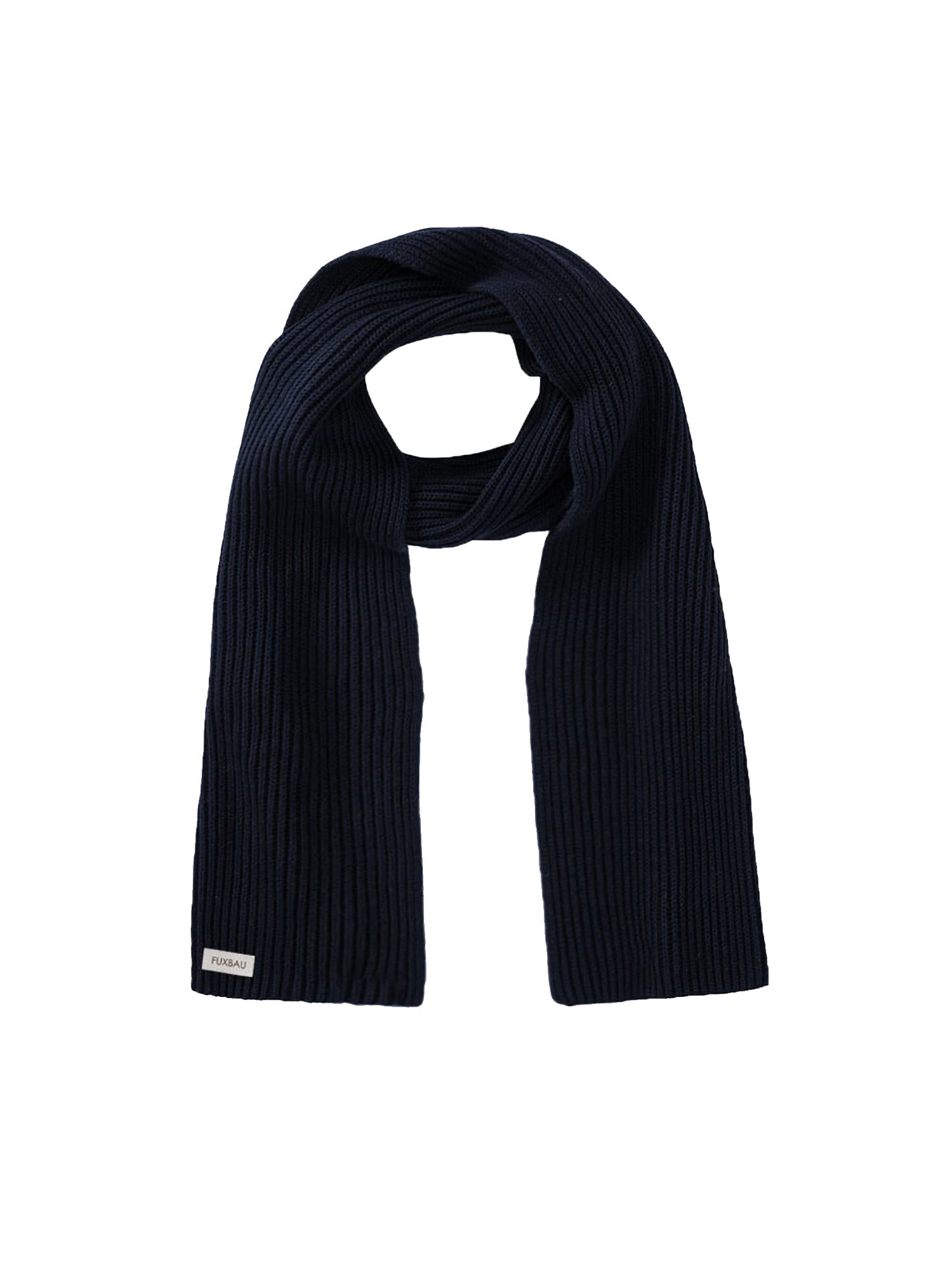 Produktbild eines Strickschal aus Merino Schurwolle Made in Germany von FUXBAU in navy.
