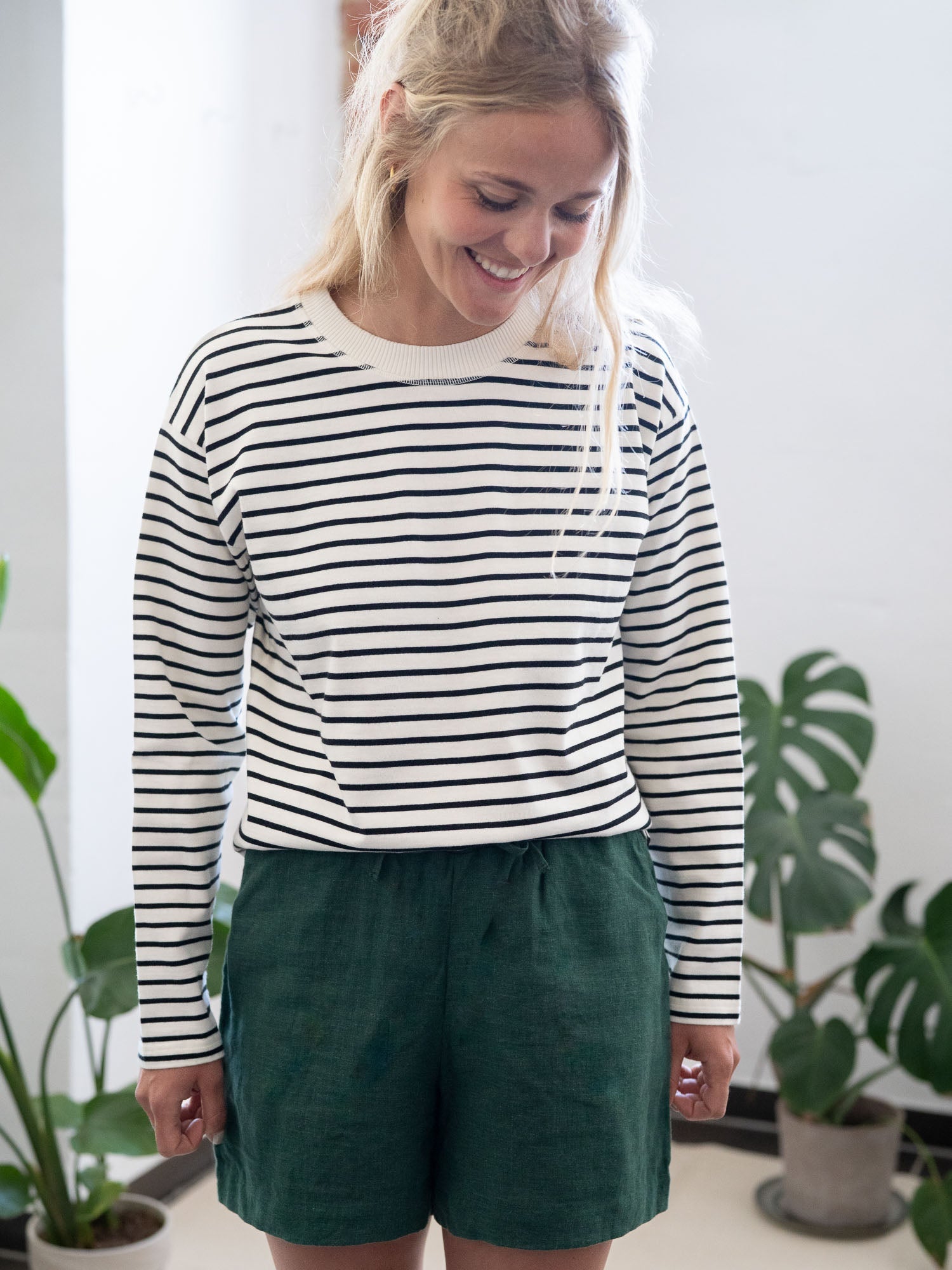 Frauen Leinenshorts - grün