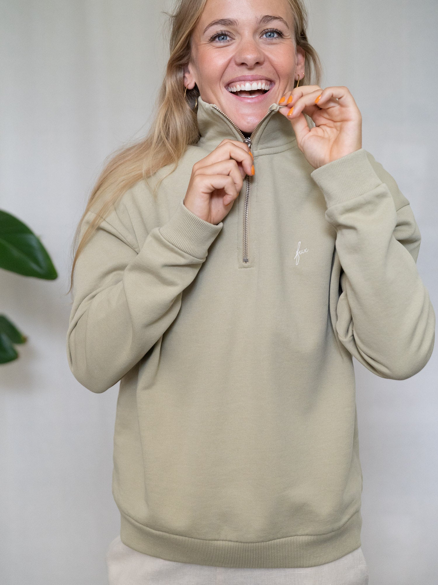 Frauen fux Half Zip Sweater - salbei