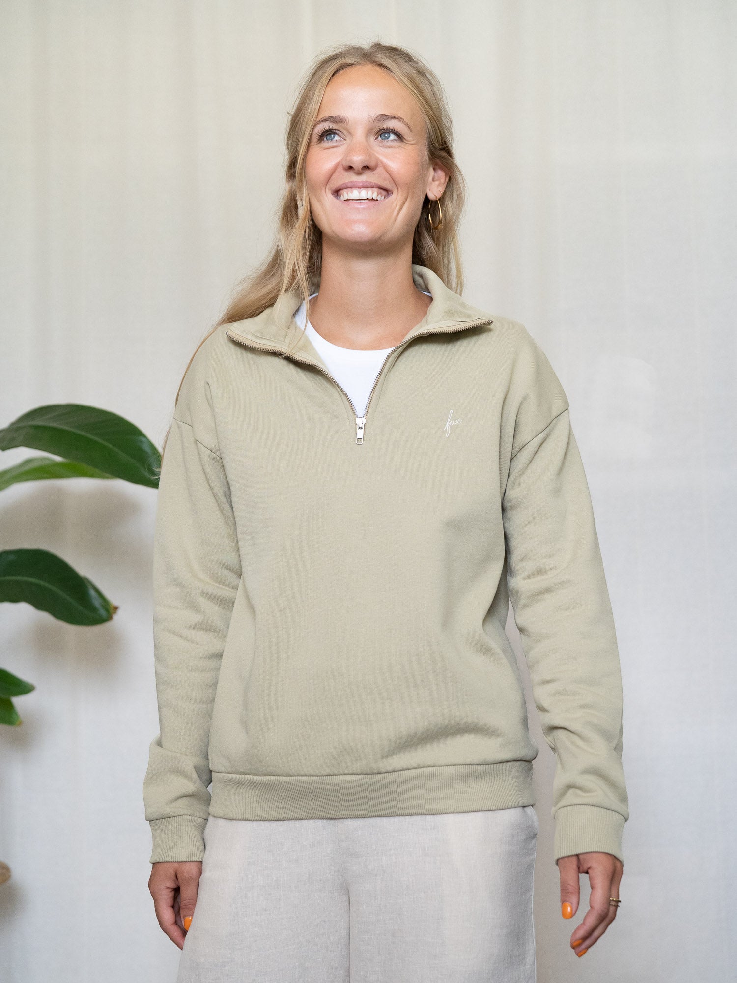 Frauen fux Half Zip Sweater - salbei