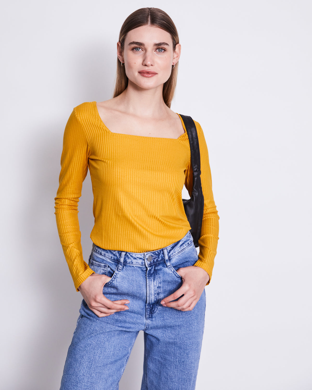 SQUARE NECK LONGSLEEVE FRIA MUSTARD