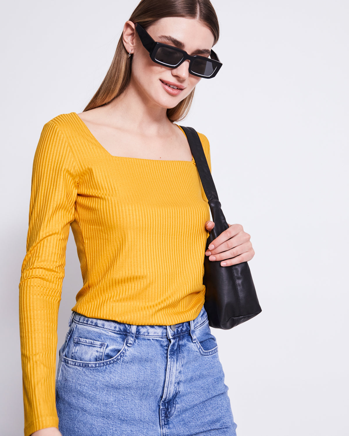 SQUARE NECK LONGSLEEVE FRIA MUSTARD