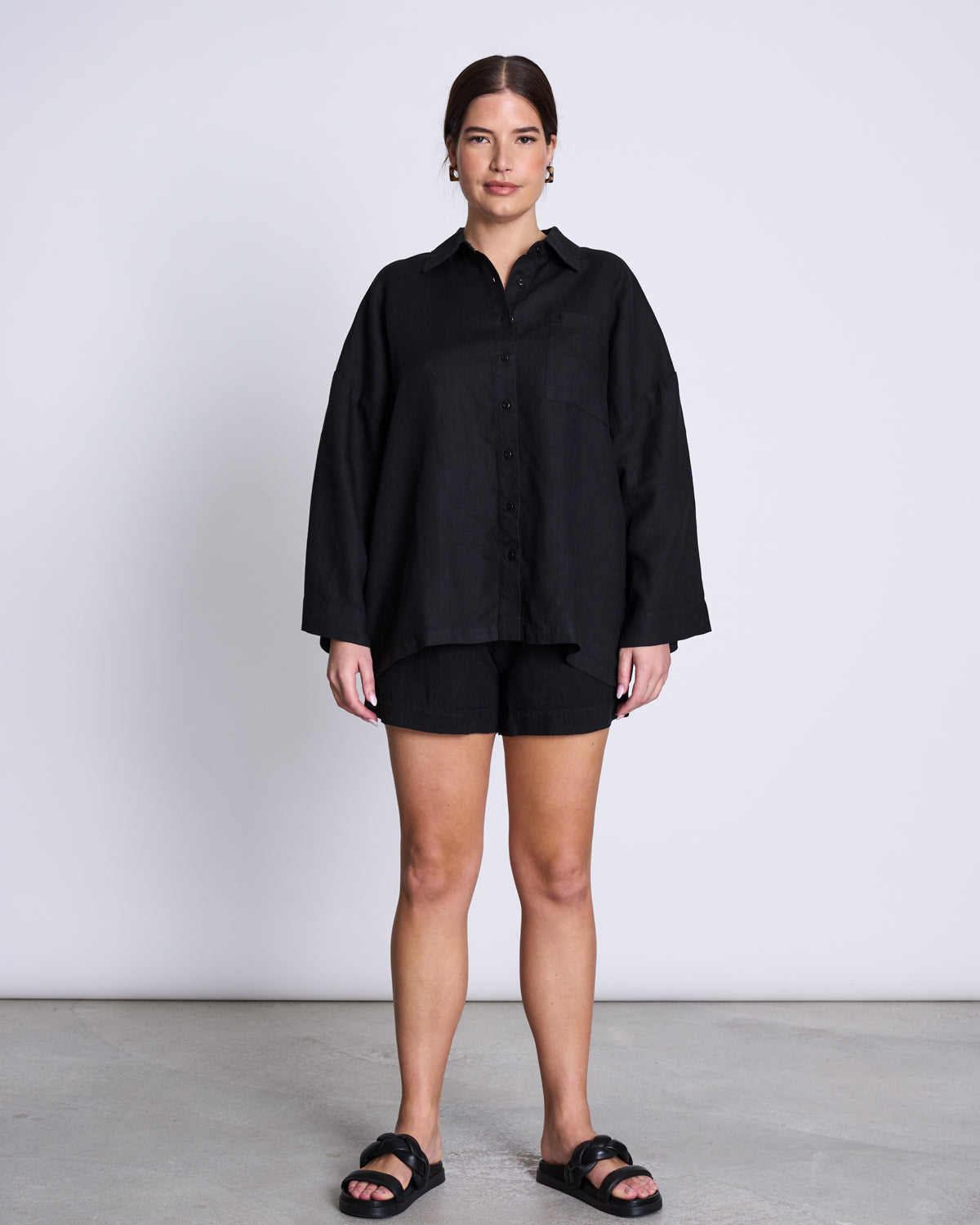 LINEN SHIRT MONS BLACK