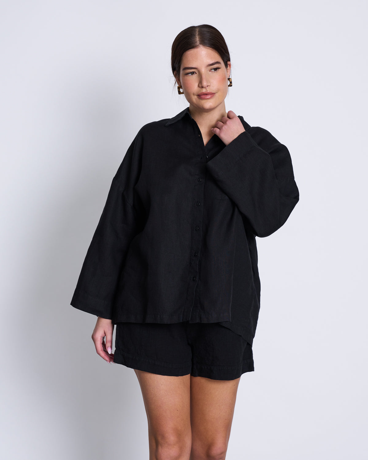 LINEN SHIRT MONS BLACK