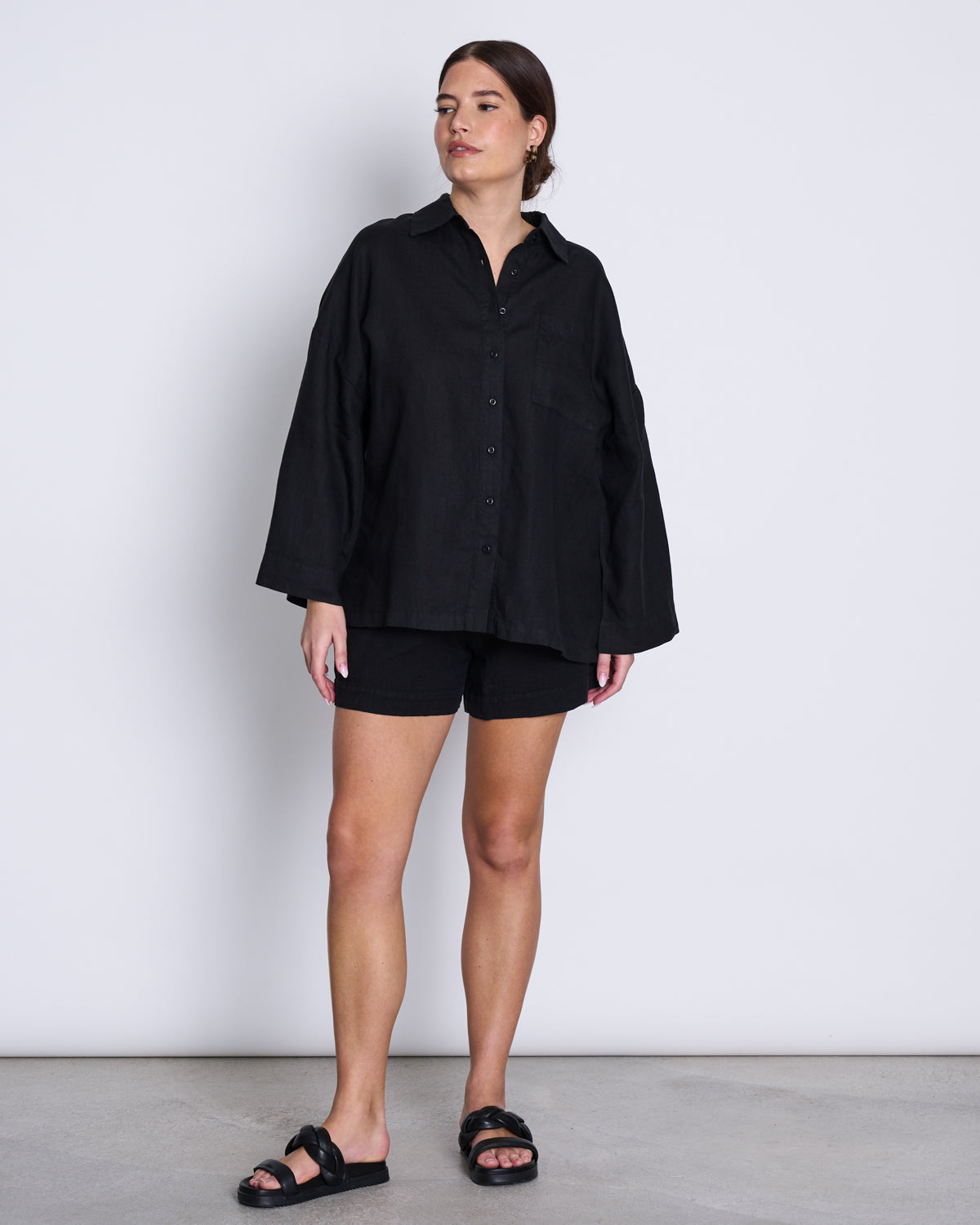 LINEN SHIRT MONS BLACK