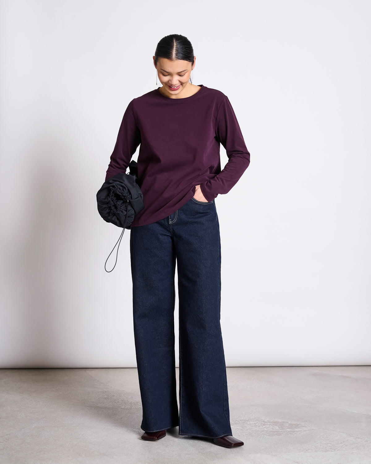 BRUSHED LONGSLEEVE BOY CHERRY LACQUER GOTS