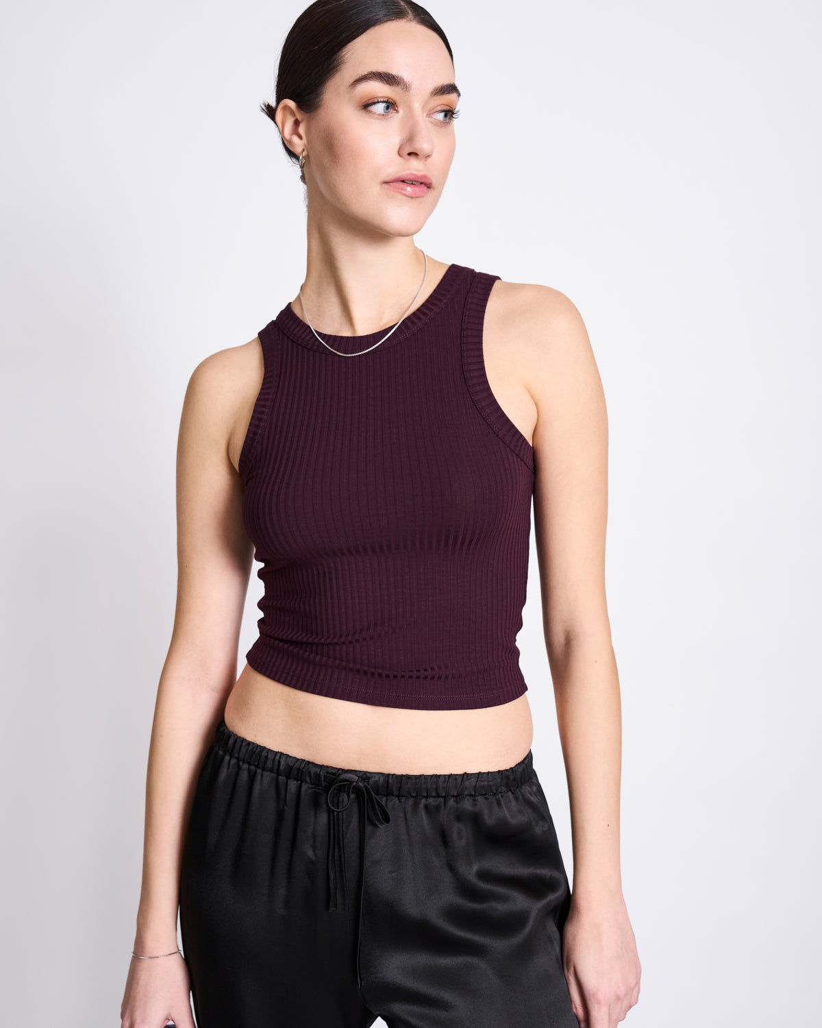 TENCEL™ LYOCELL RIB TANK TOP PORTO CHERRY LACQUER