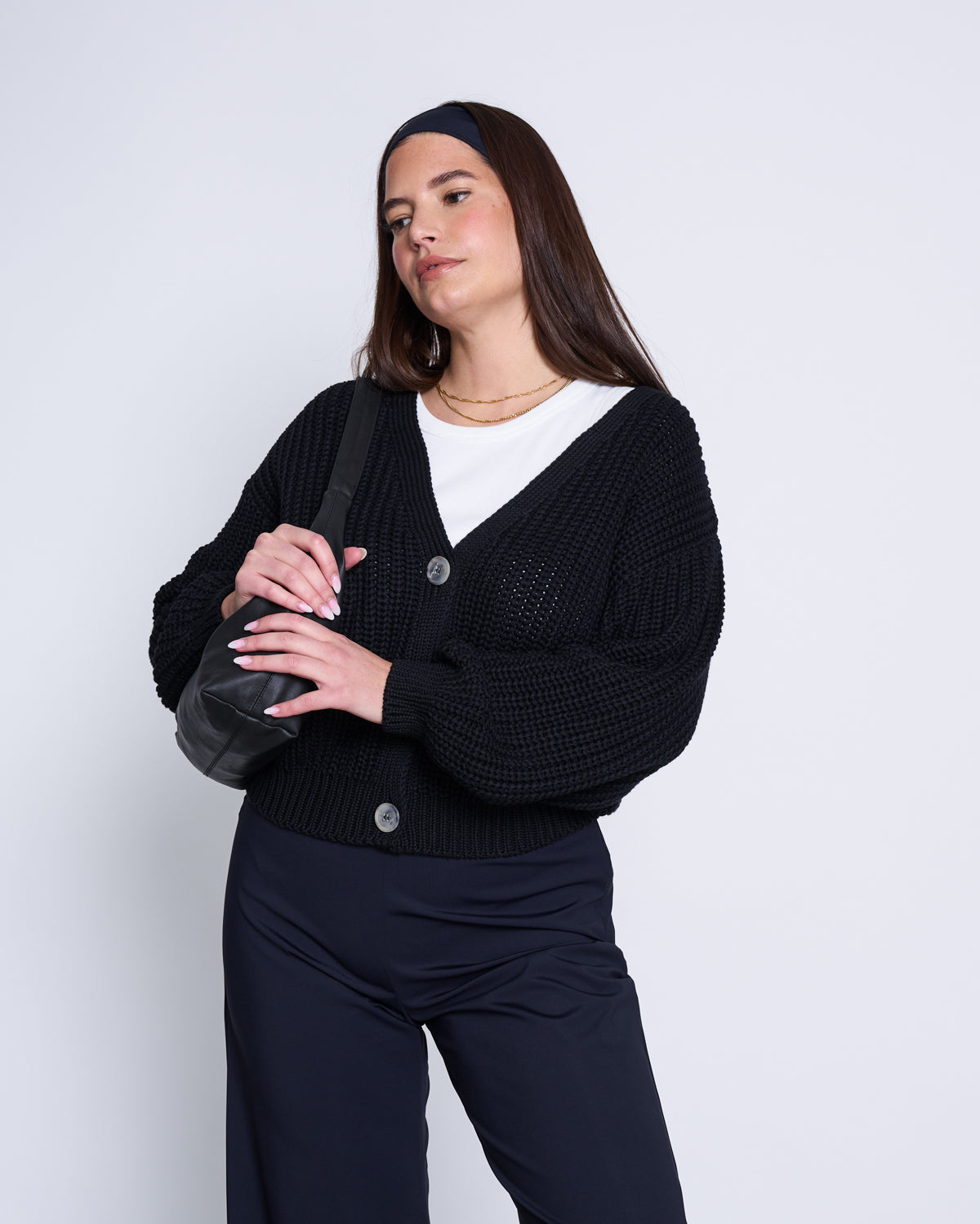 CHUNKY CARDIGAN LENA BLACK GOTS