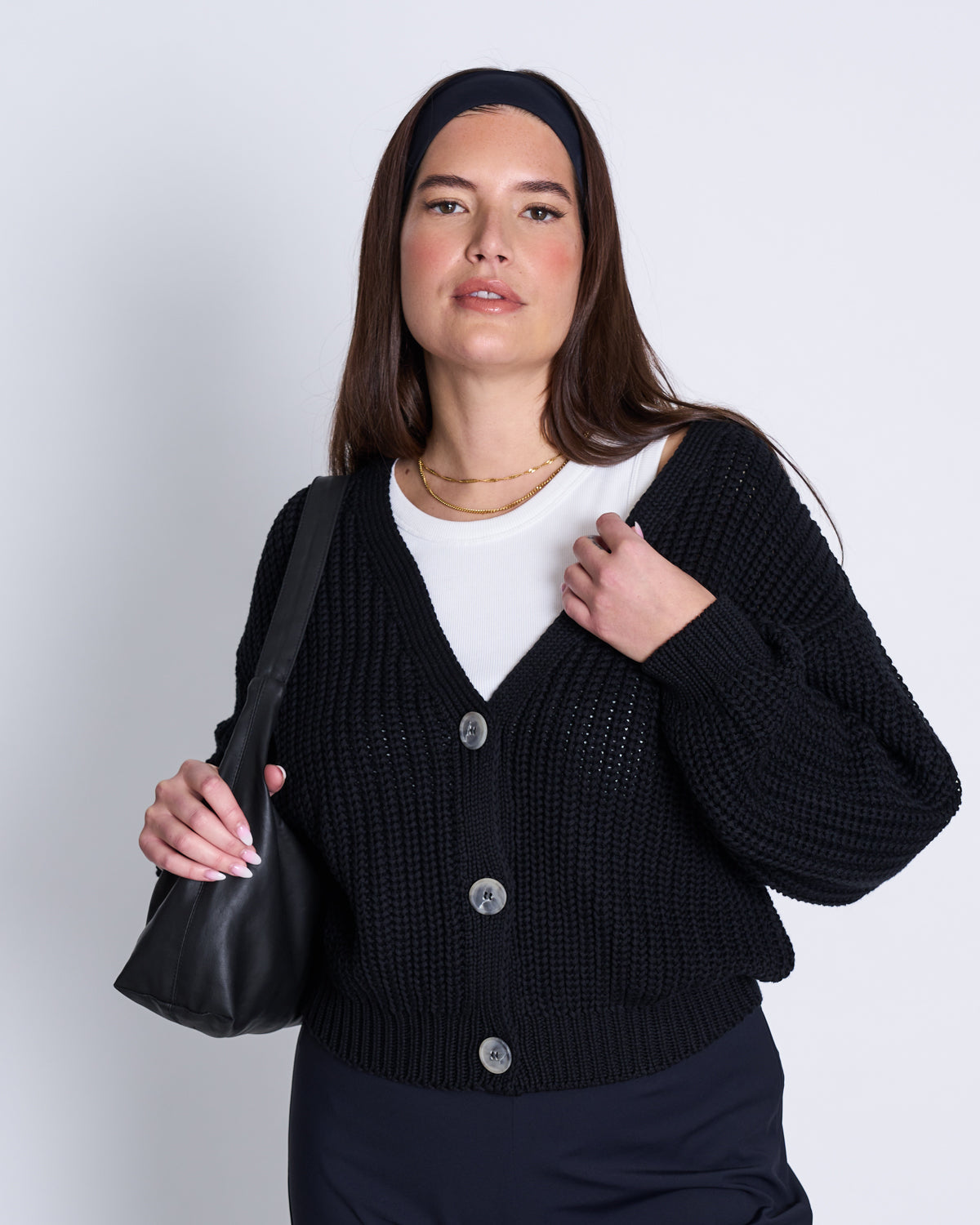 CHUNKY CARDIGAN LENA BLACK GOTS