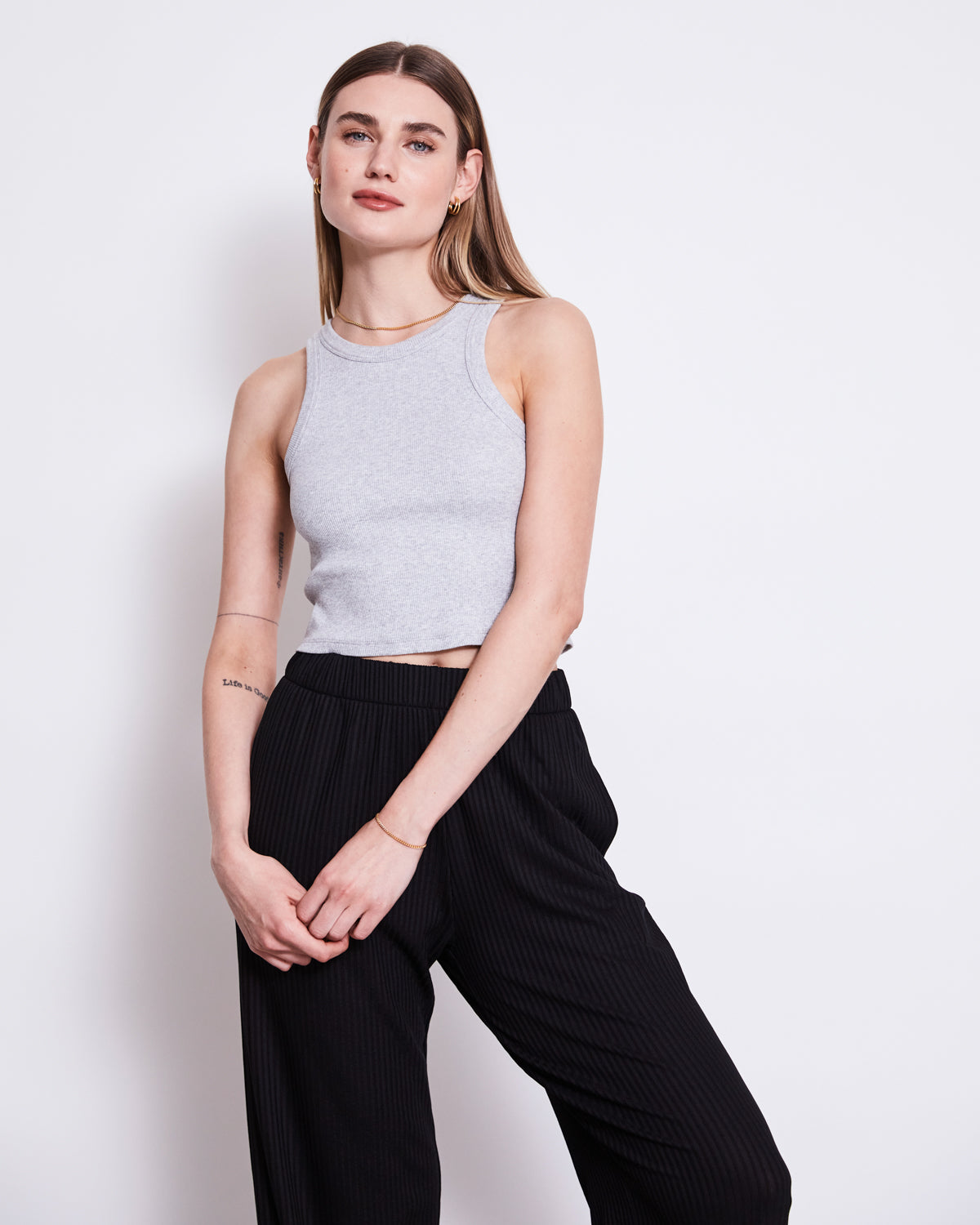 ORGANIC COTTON TANK TOP PORTO LIGHT GREY GOTS