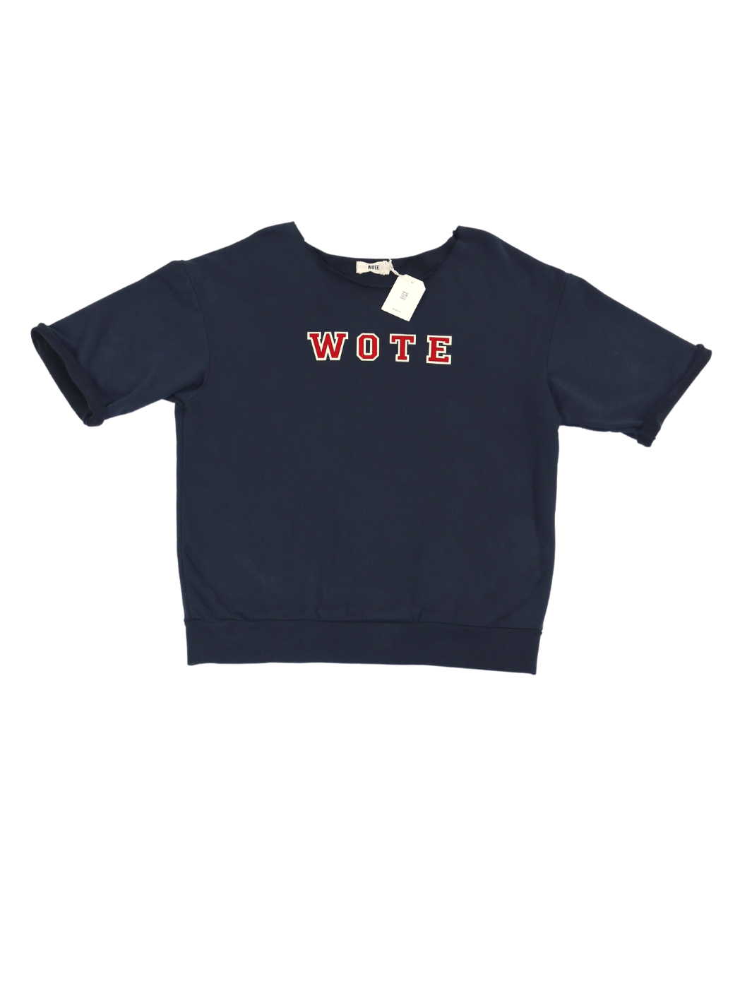 Unisex Halbarm Sweatshirt navy mit roter WOTE Logo Brust Applikation abgetrennter Kragen Größe S - XXL