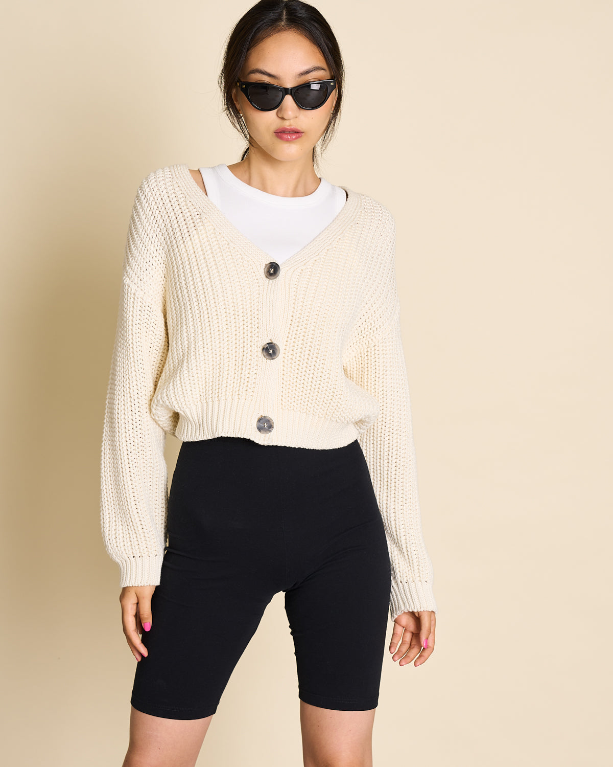 CHUNKY CARDIGAN LENA OFFWHITE GOTS