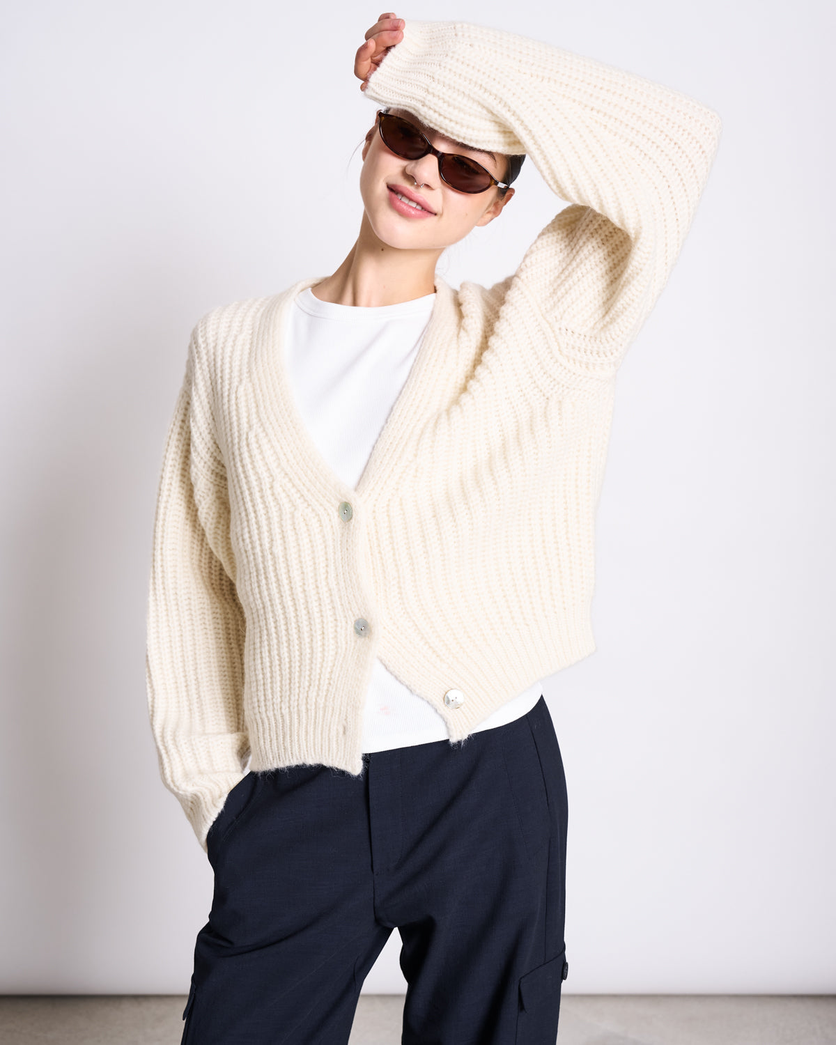 ALPACA MIX CARDIGAN WOOLY LENA OFFWHITE
