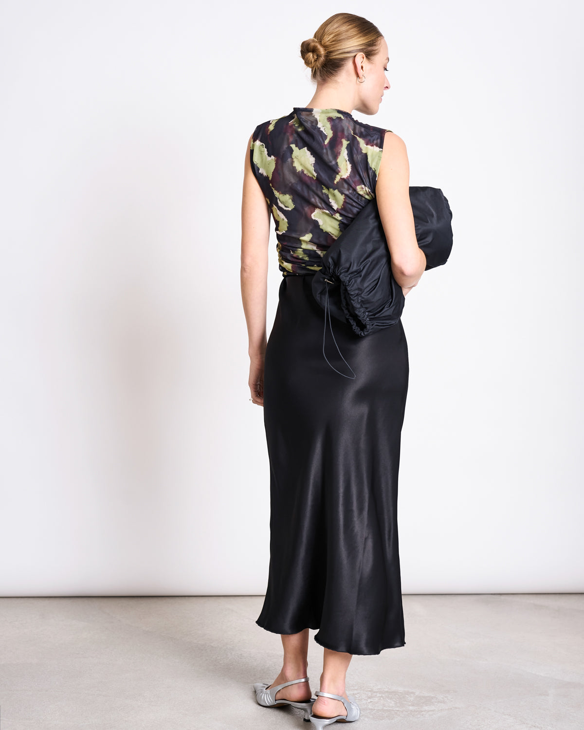 RUFFLE MESH TOP LAGUNA MOSSFIRE