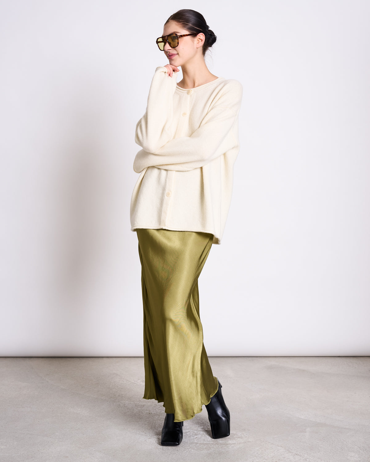 OVERSIZED WOOL CARDIGAN TINCO OFFWHITE GOTS