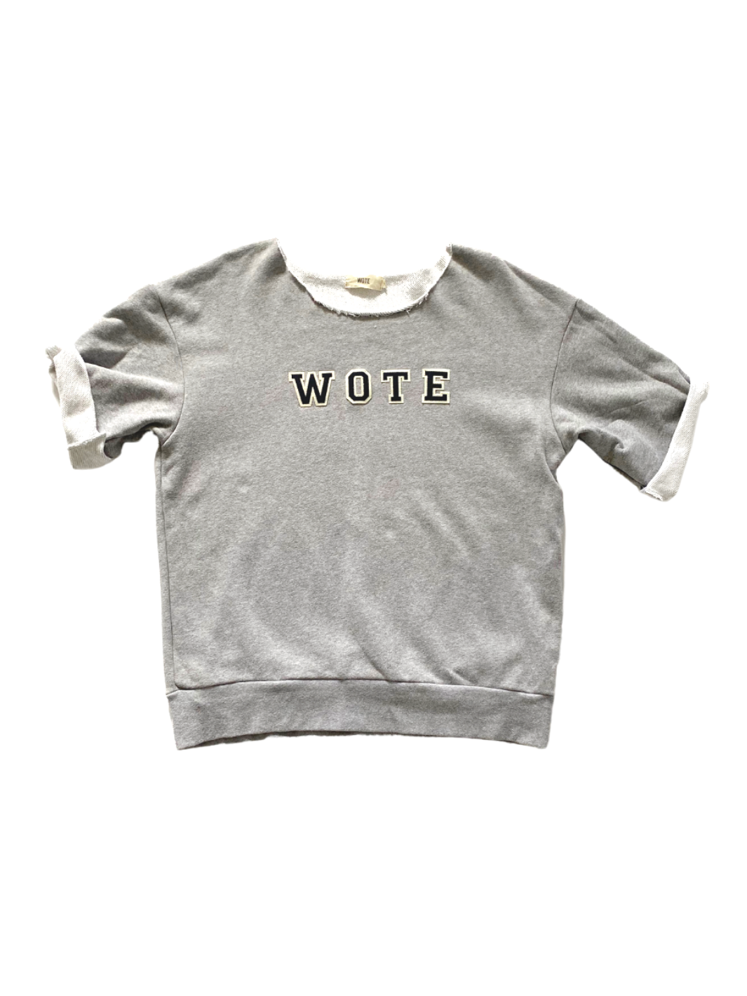 Unisex Halbarm Sweatshirt in grau melange mit blauer WOTE Logo Applikation Größe S-XXL