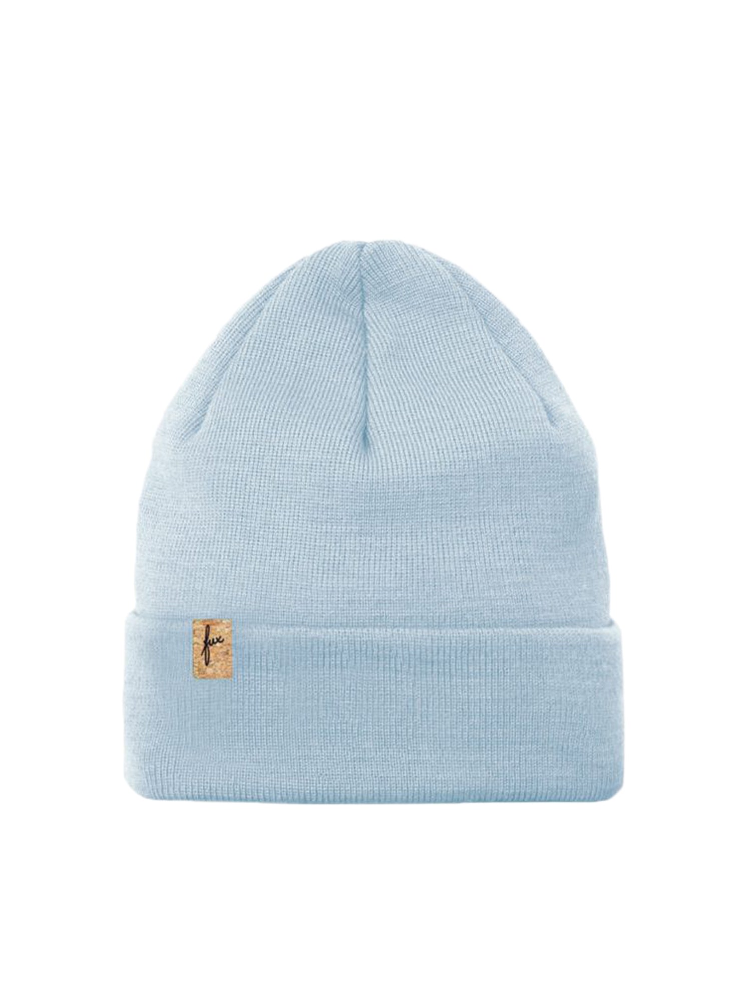 FUXBAU Merino Kork Beanie in eisblau, Made in germany, 100% Merinowolle, Sozial, Fair & Nachhaltig