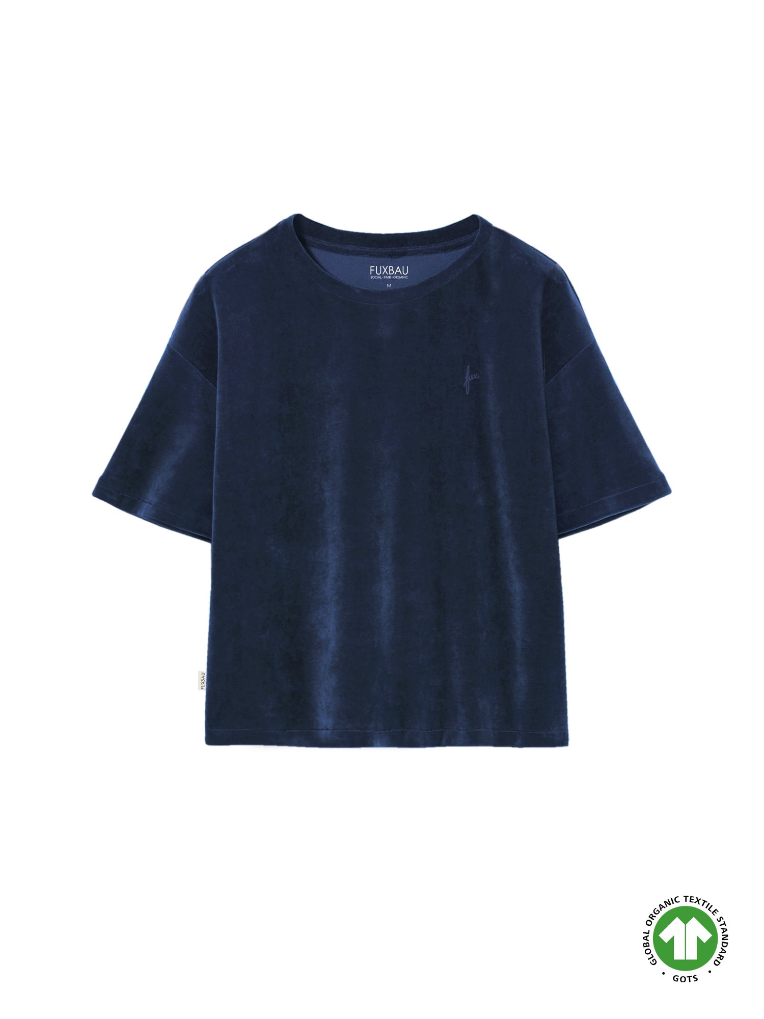 Frauen Cropped Samt T-Shirt - navy