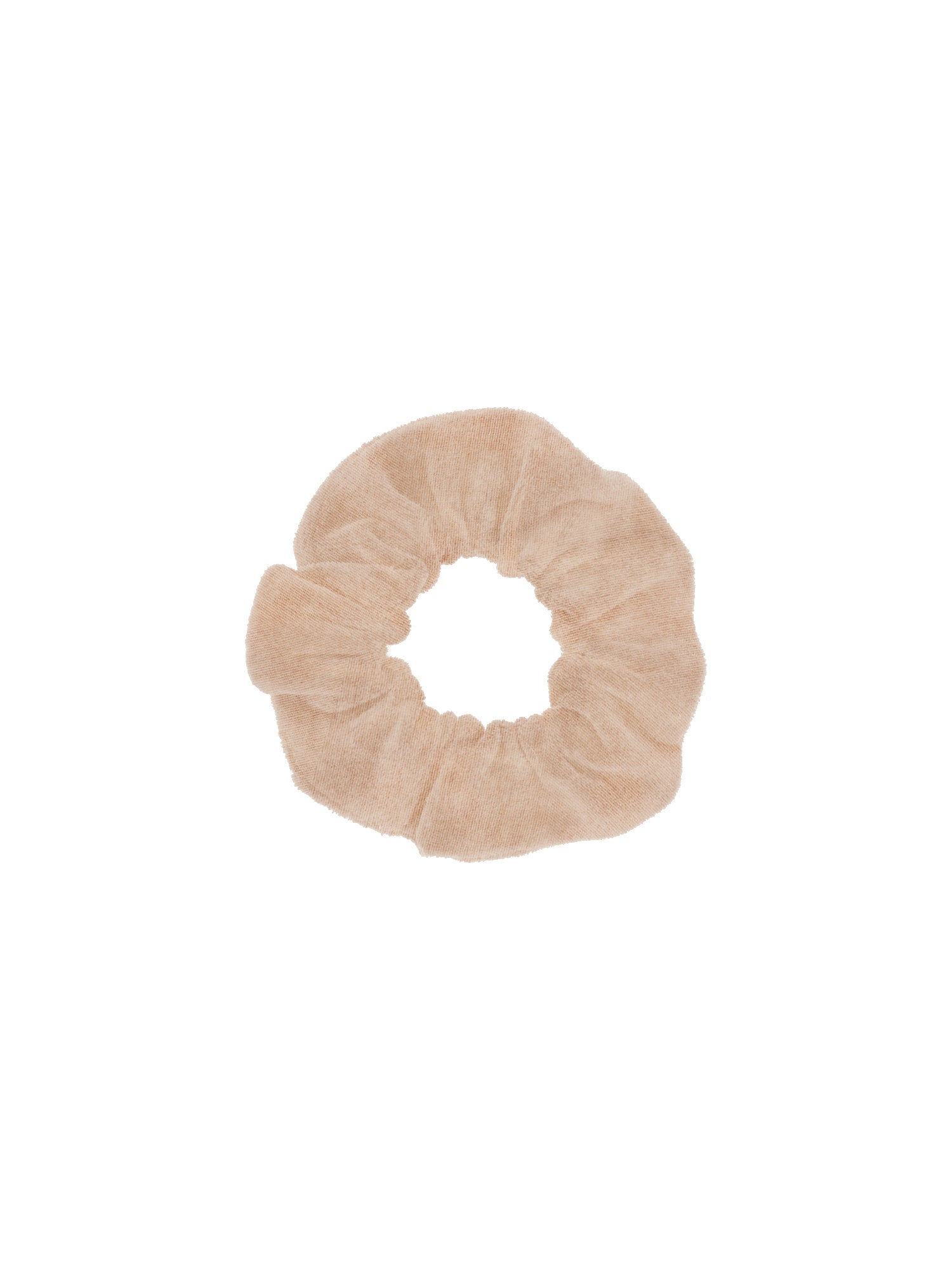 Nachhaltiges Samt Scrunchie in beige gelb geriffelt aus Reststoffen unserer Samt Kollektion.