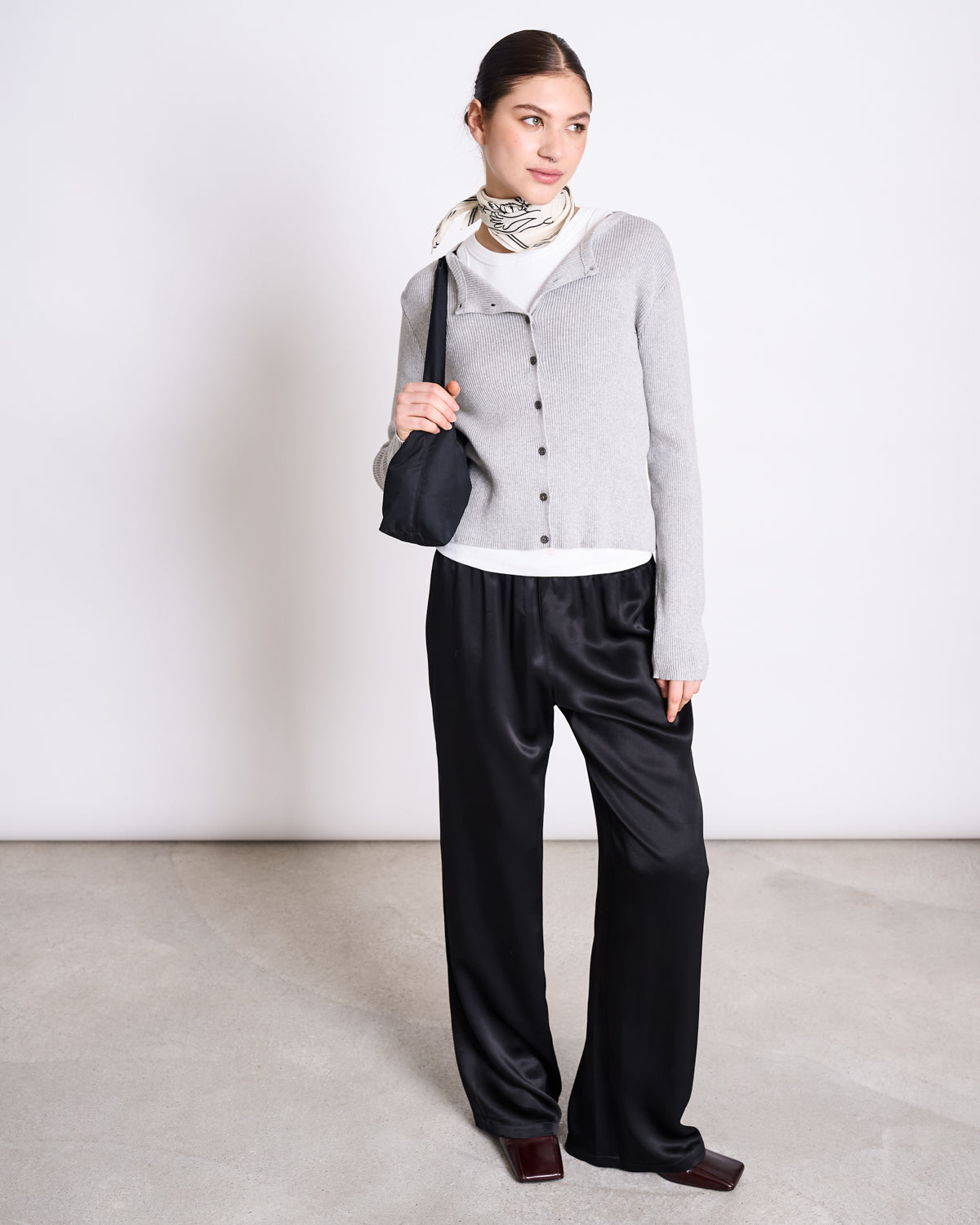CREWNECK CARDIGAN GLIMT LIGHT GREY GOTS