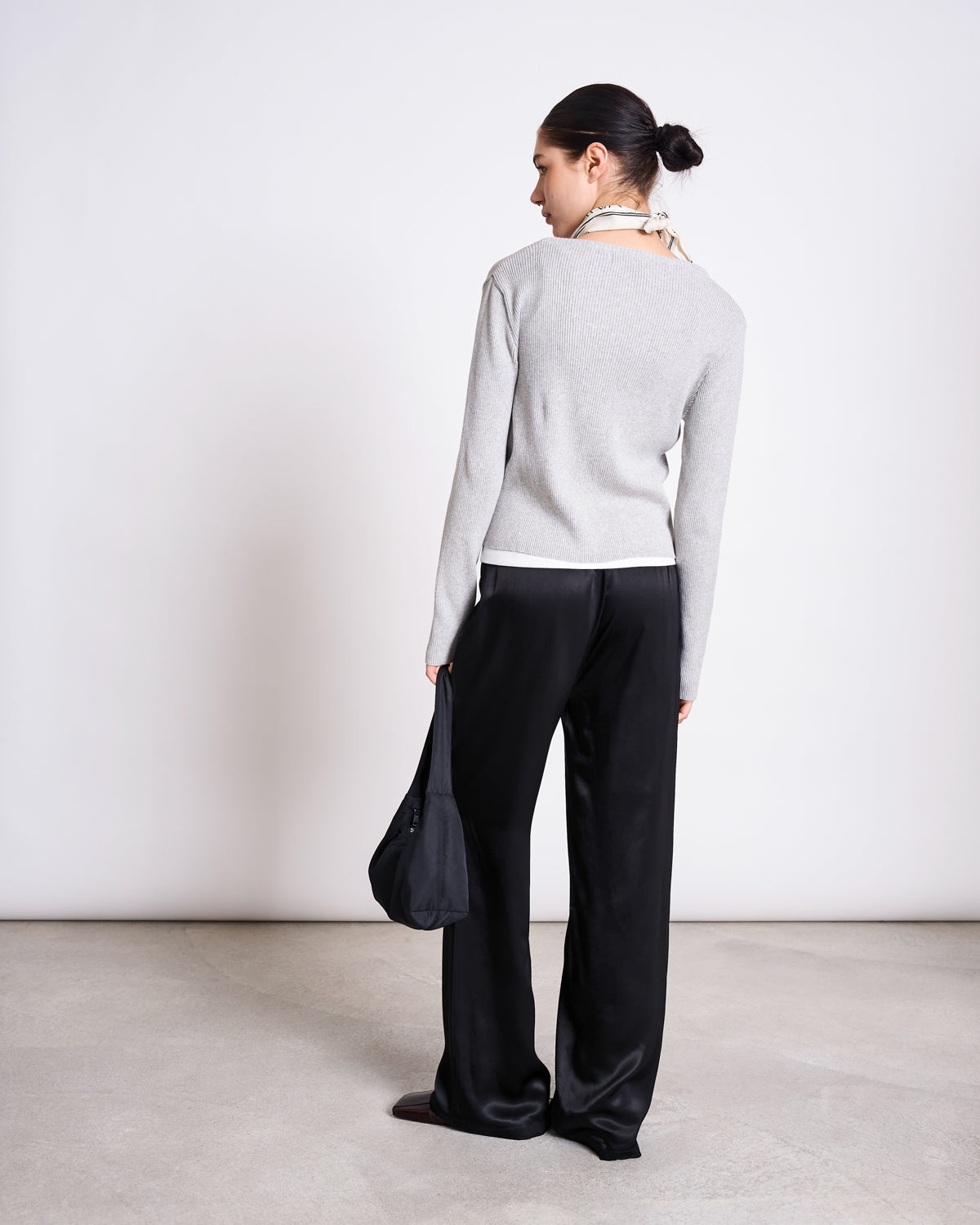 CREWNECK CARDIGAN GLIMT LIGHT GREY GOTS