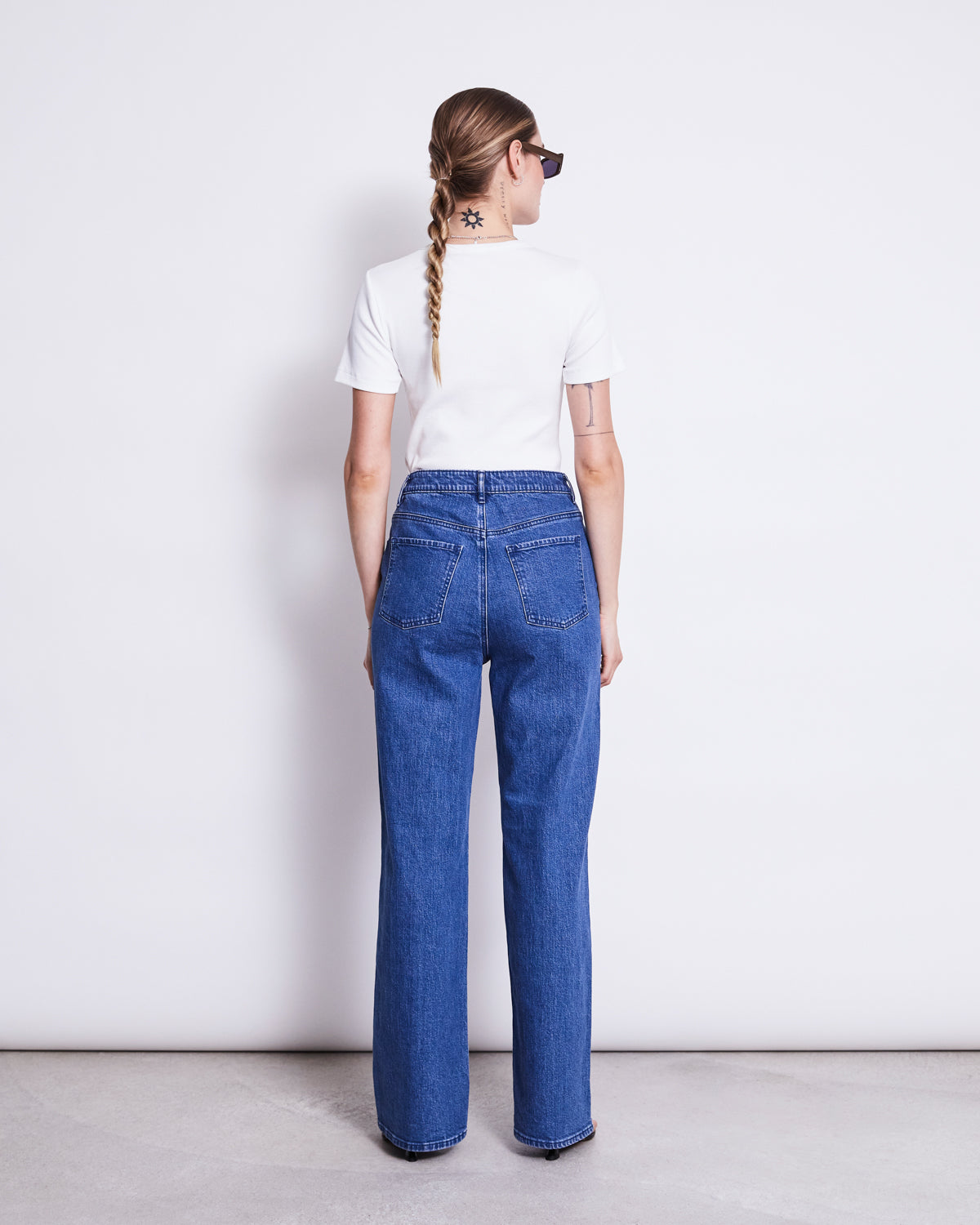 SLITTED WIDE LEG JEANS SELENE MID BLUE