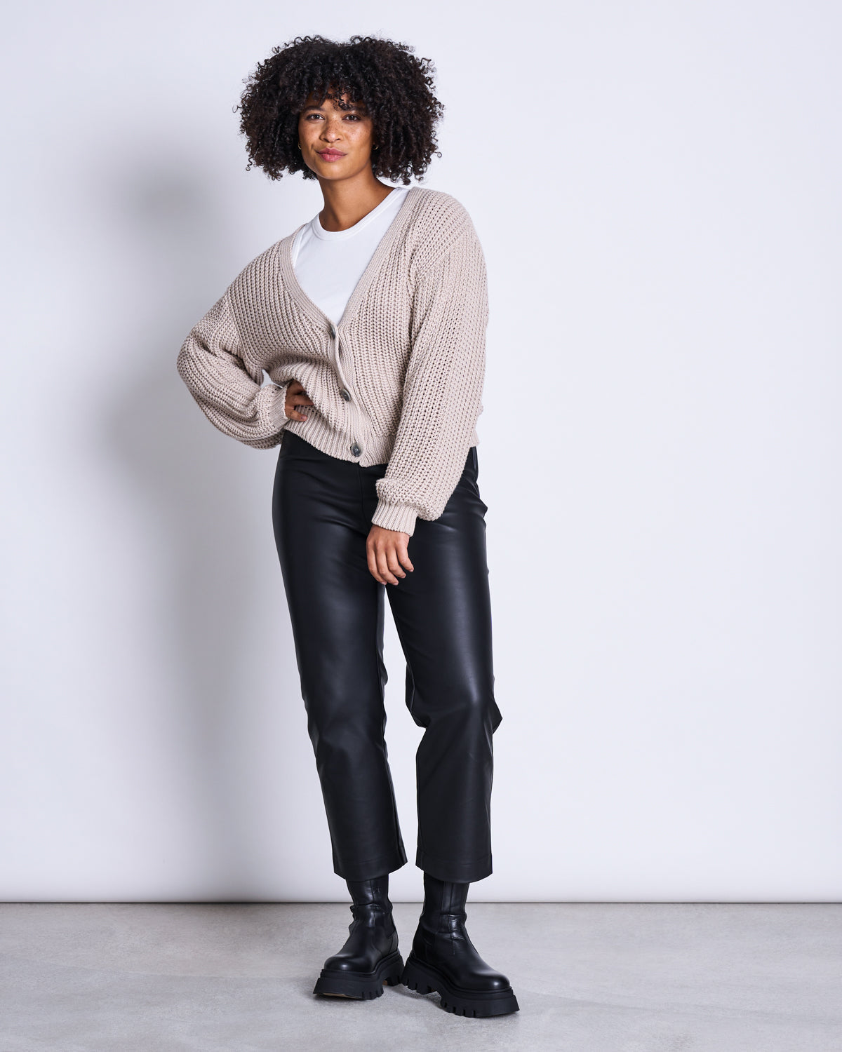 CHUNKY CARDIGAN LENA IVORY GOTS