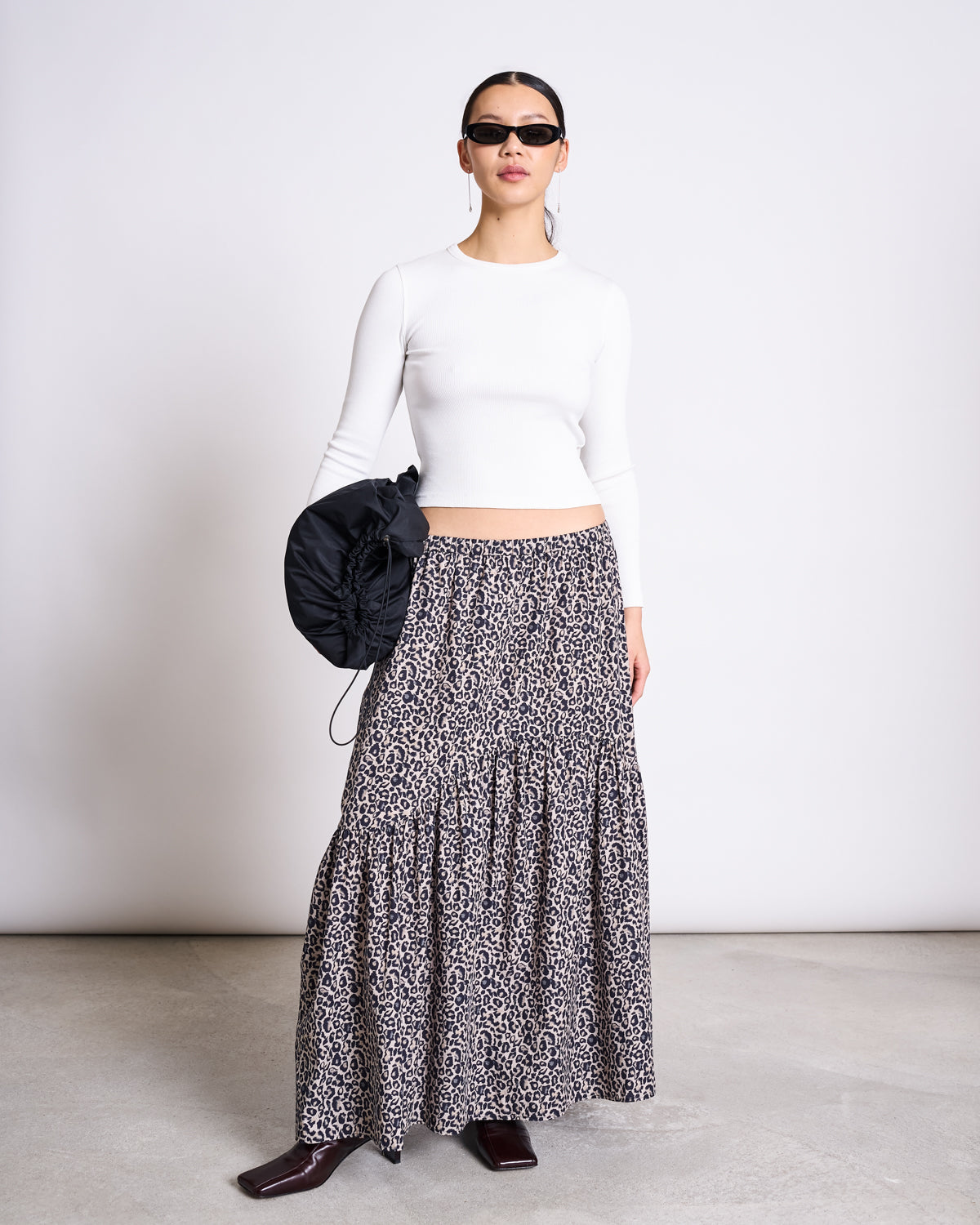 TIERED MAXI SKIRT ALCA LEO PRINT
