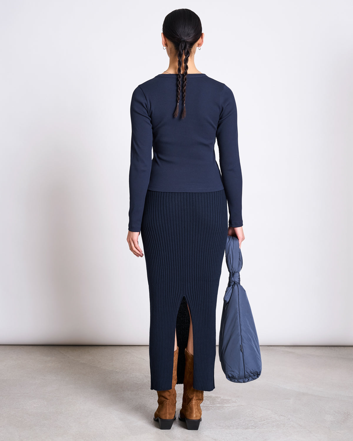 MIDI KNIT SKIRT EBBA NIGHTFALL GOTS