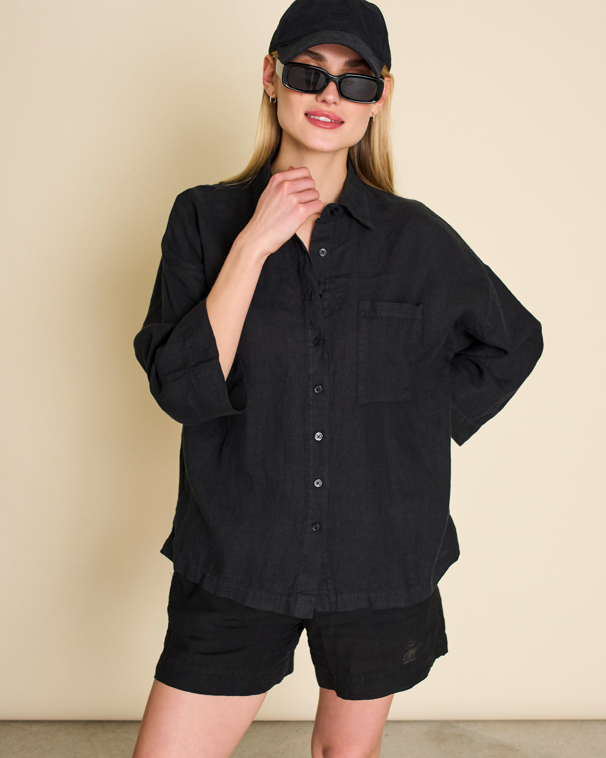 LINEN SHIRT MONS BLACK