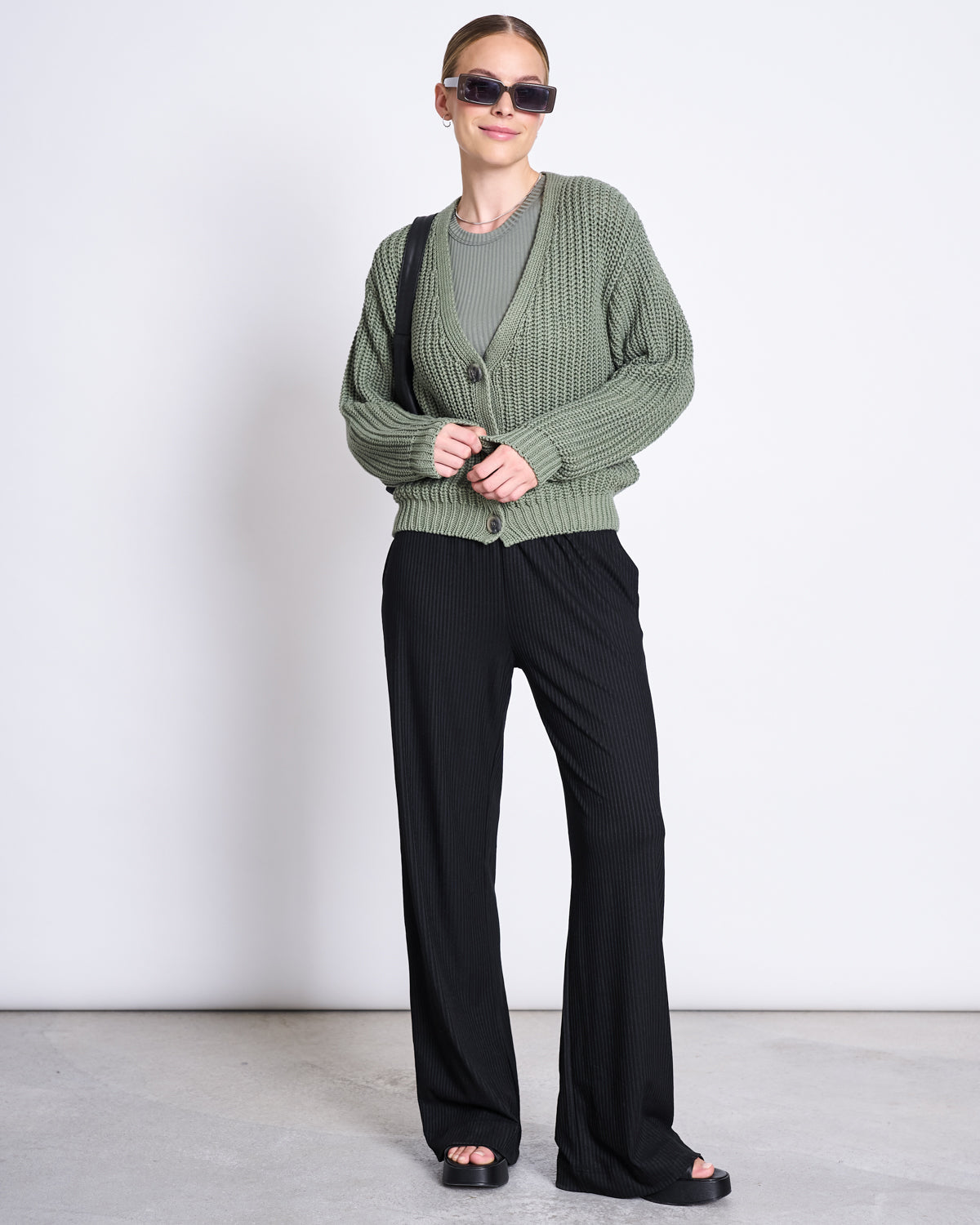 CHUNKY CARDIGAN LENA SEA SPRAY GOTS