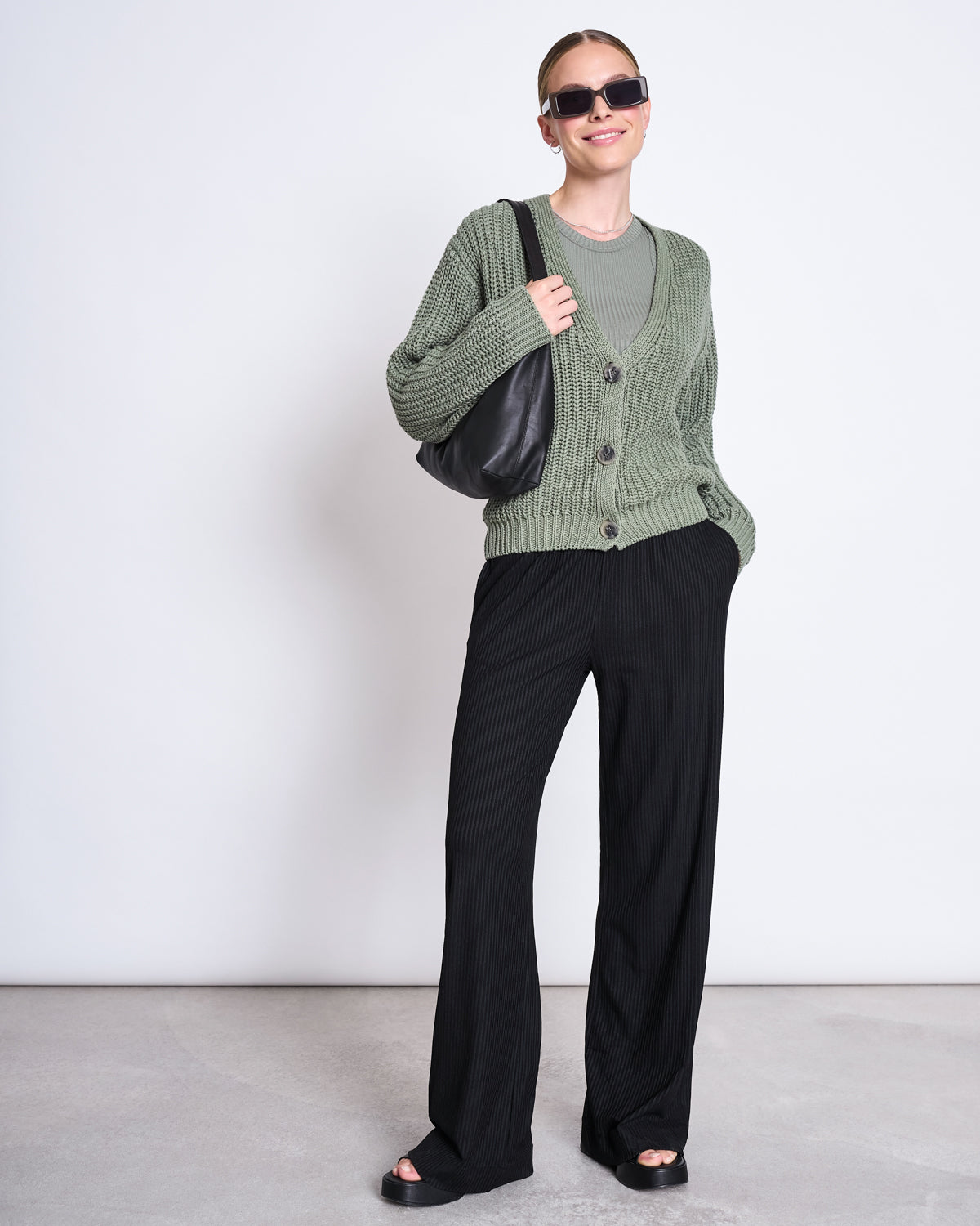 CHUNKY CARDIGAN LENA SEA SPRAY GOTS