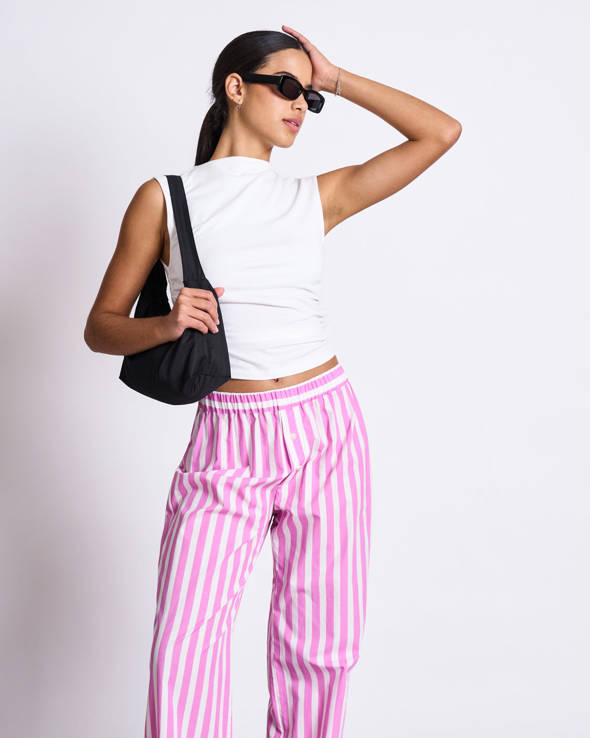 COTTON PANTS SOBY WHITE HOT PINK STRIPED