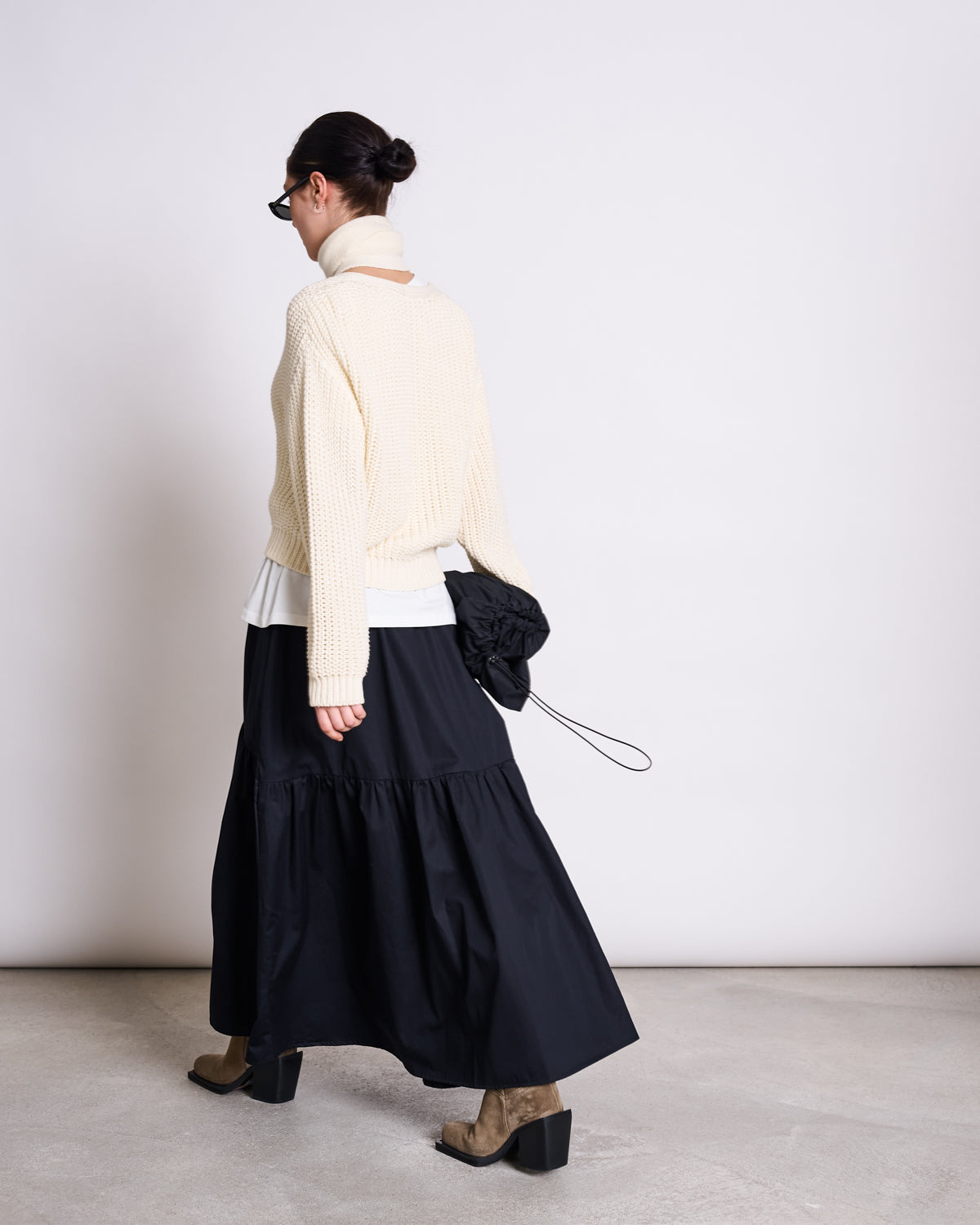 TIERED MAXI SKIRT ALCA BLACK