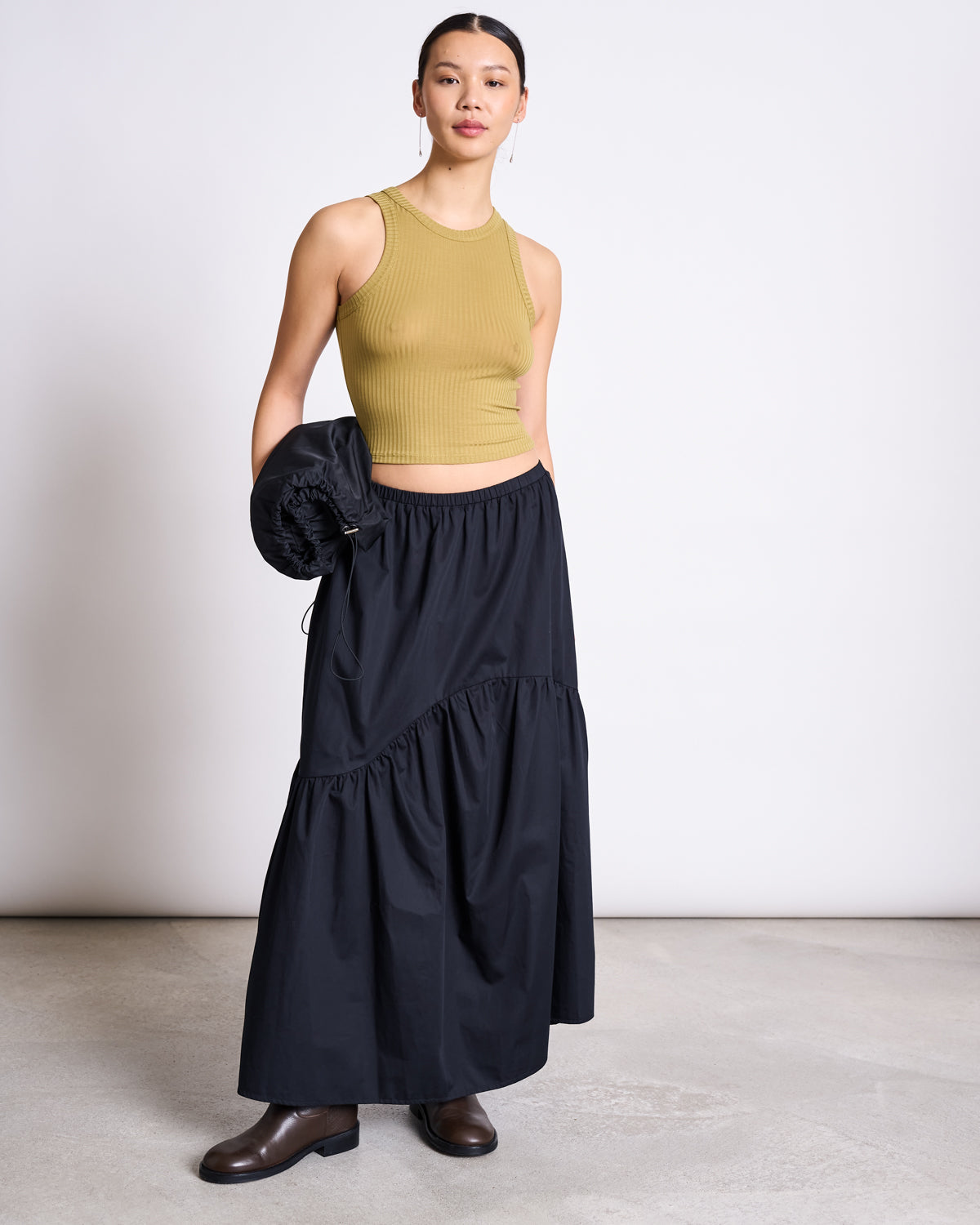 TIERED MAXI SKIRT ALCA BLACK
