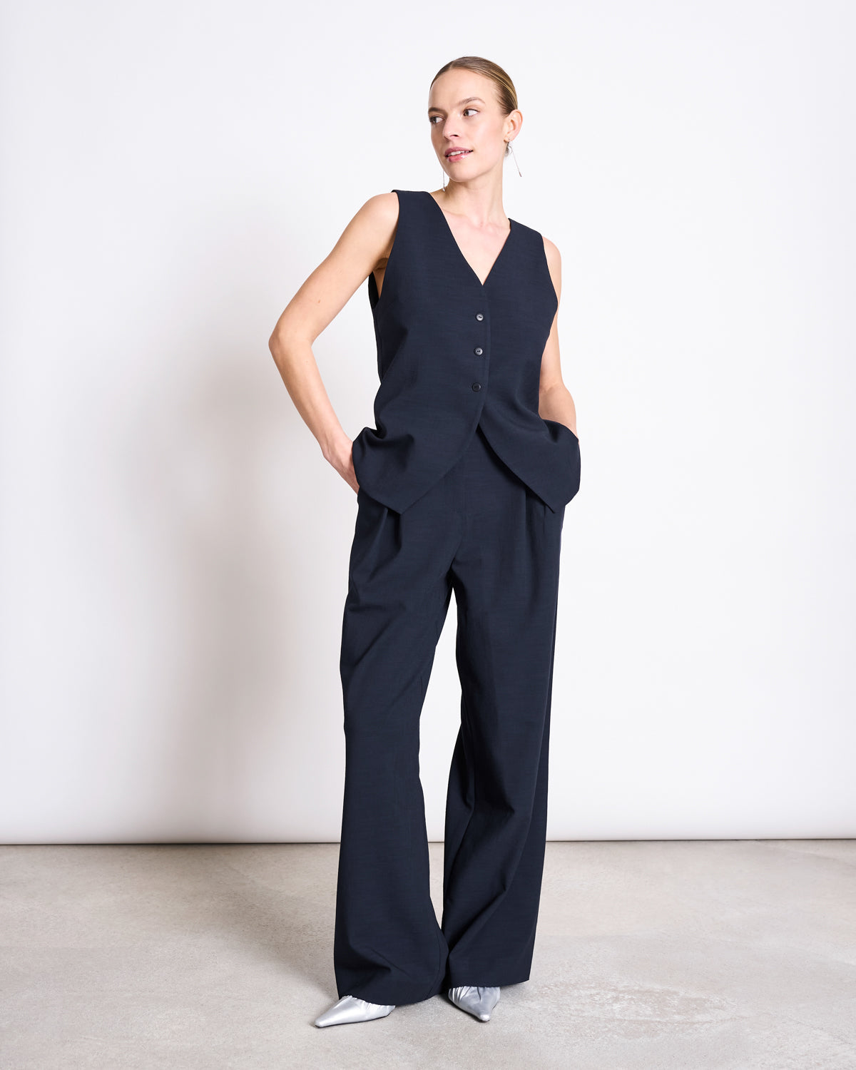 PLEATED WIDE PANTS NIVA NIGHTFALL
