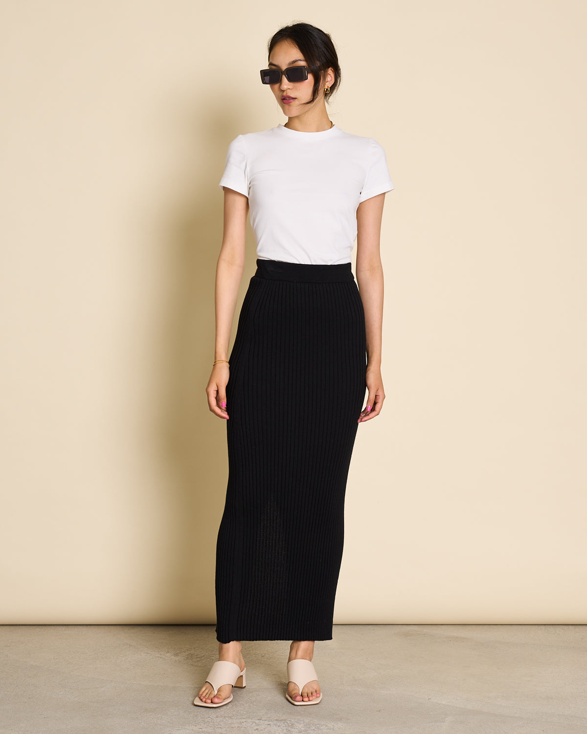MIDI KNIT SKIRT EBBA BLACK GOTS