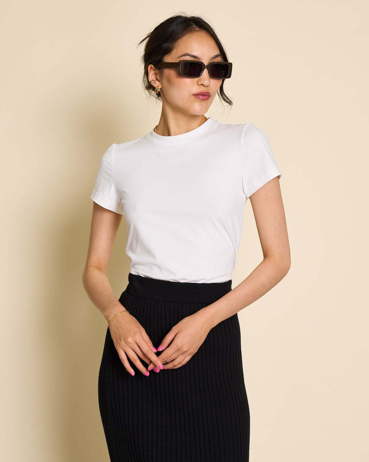 MIDI KNIT SKIRT EBBA BLACK GOTS