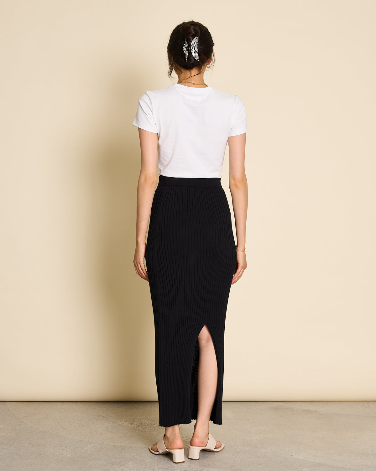 MIDI KNIT SKIRT EBBA BLACK GOTS