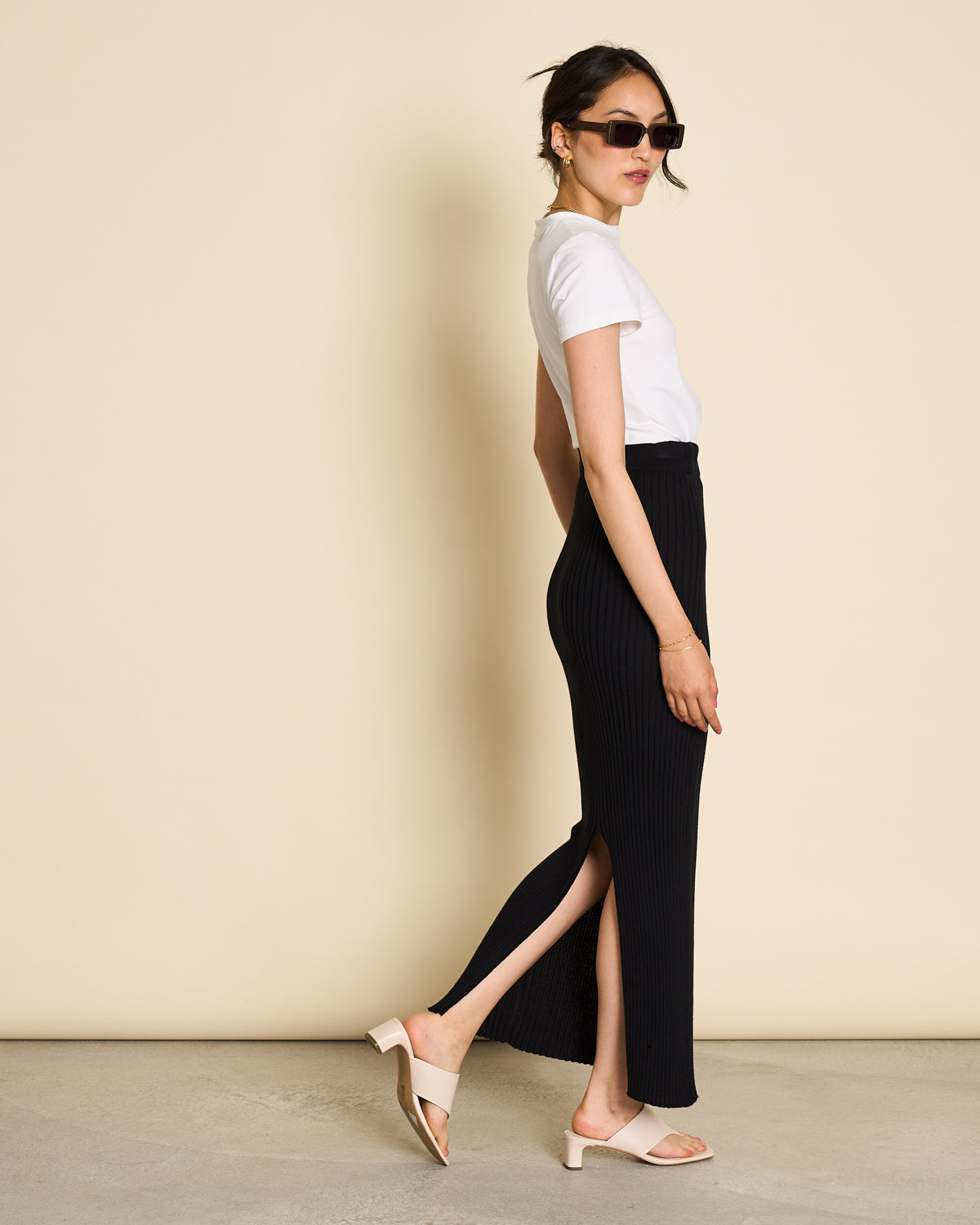 MIDI KNIT SKIRT EBBA BLACK GOTS
