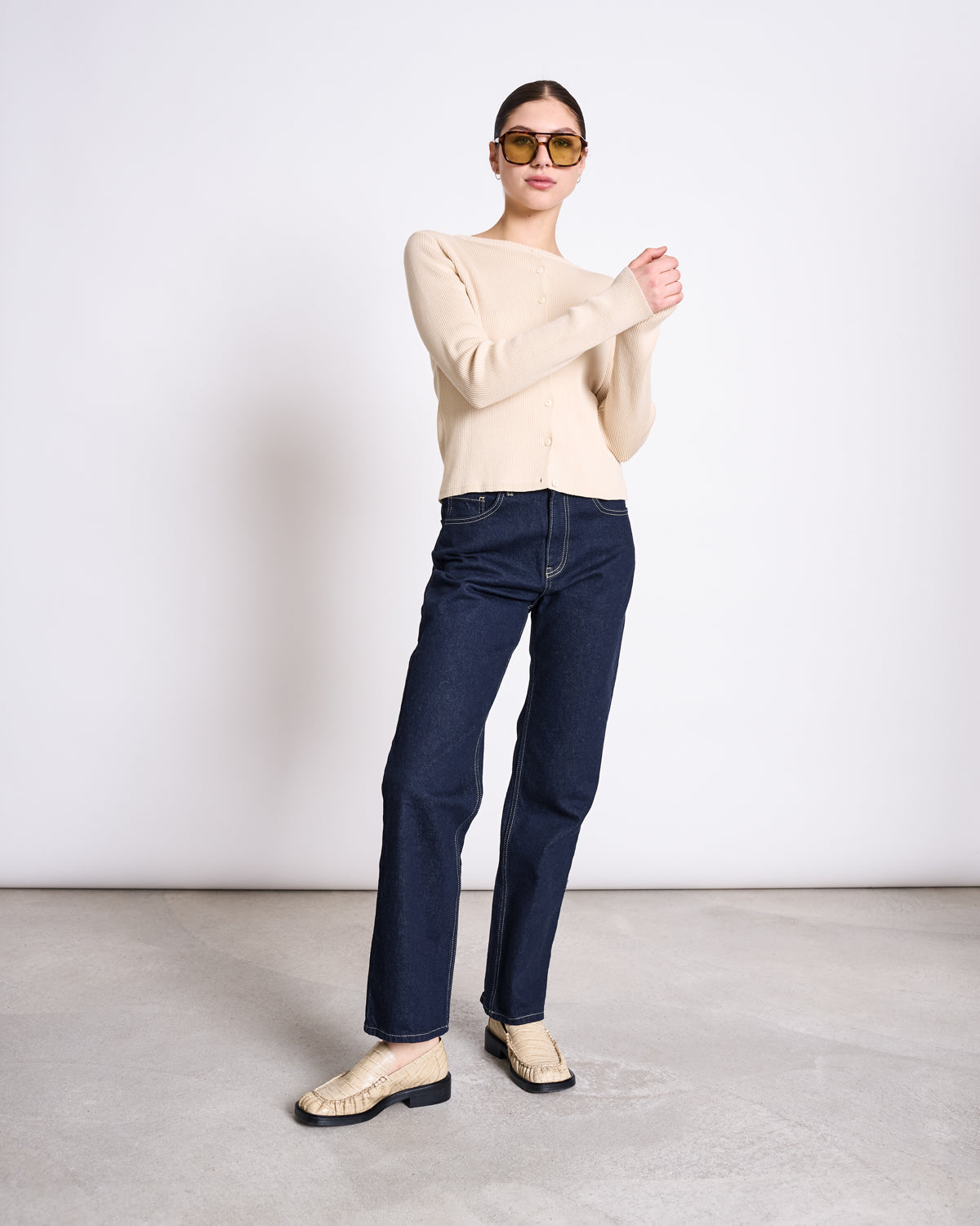 CREWNECK CARDIGAN GLIMT BEIGE GOTS