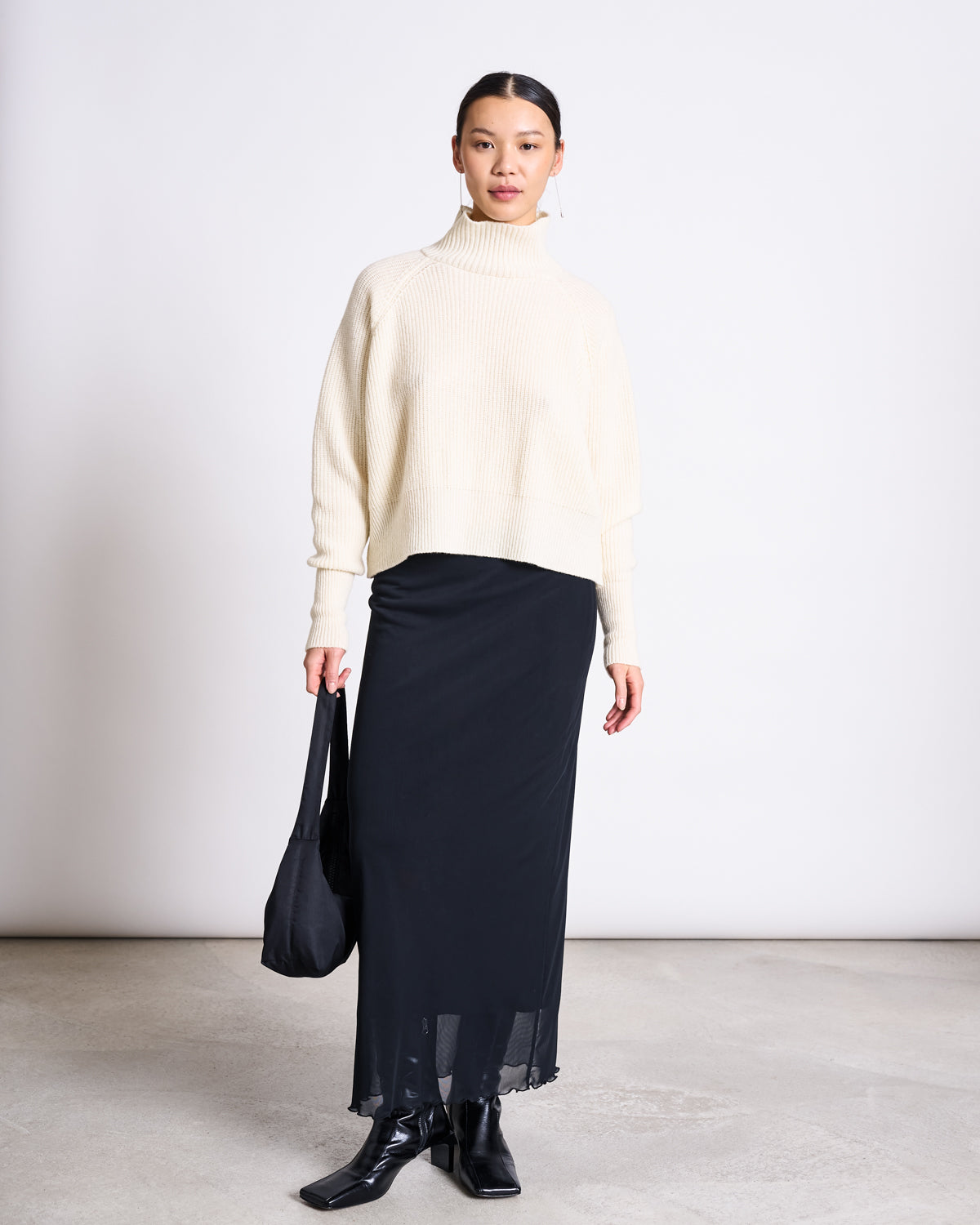 HIGH-NECK JUMPER WOOLY OLA OFFWHITE GOTS