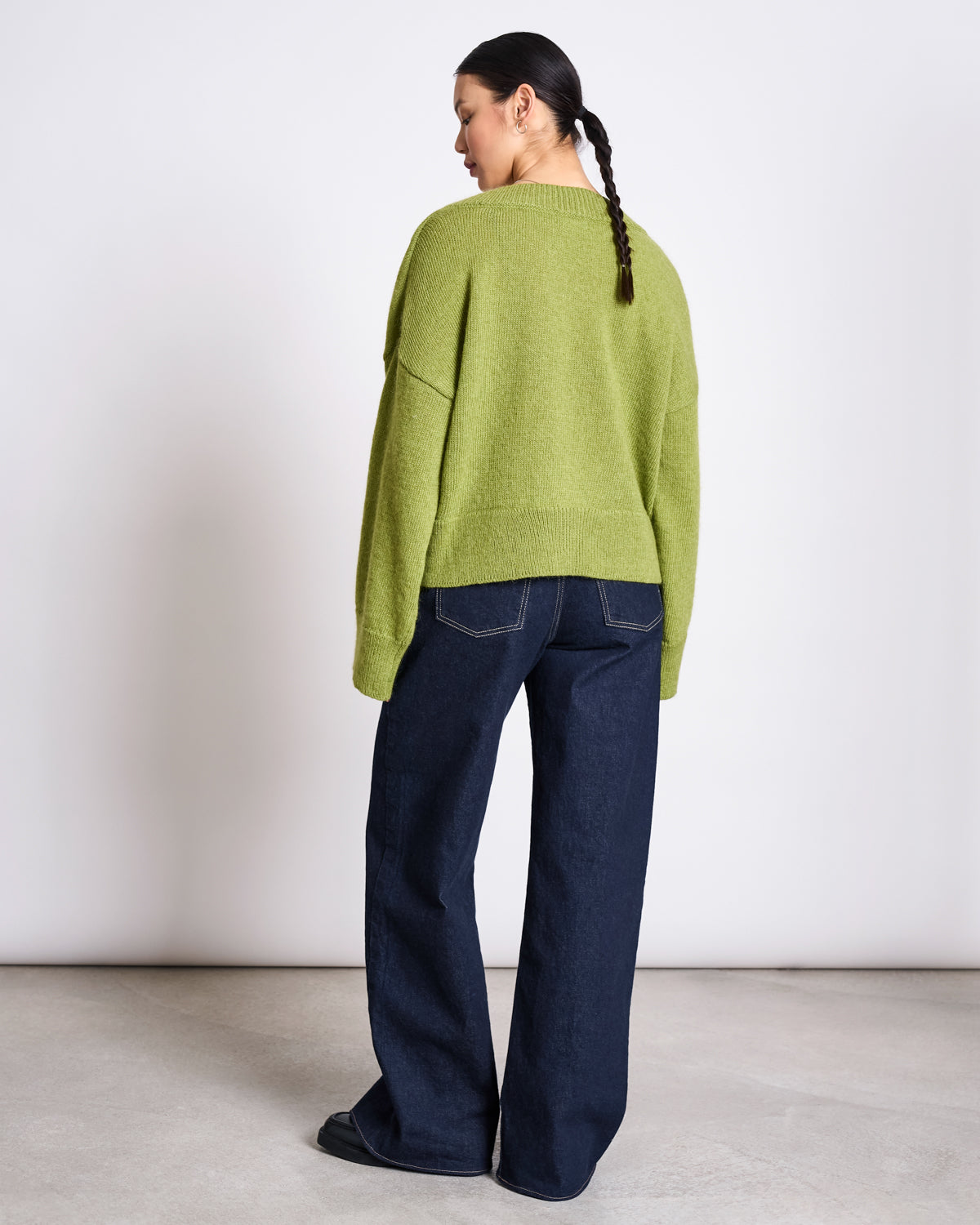 REC. MOHAIR V-NECK JUMPER YICA MOSSY PEAR