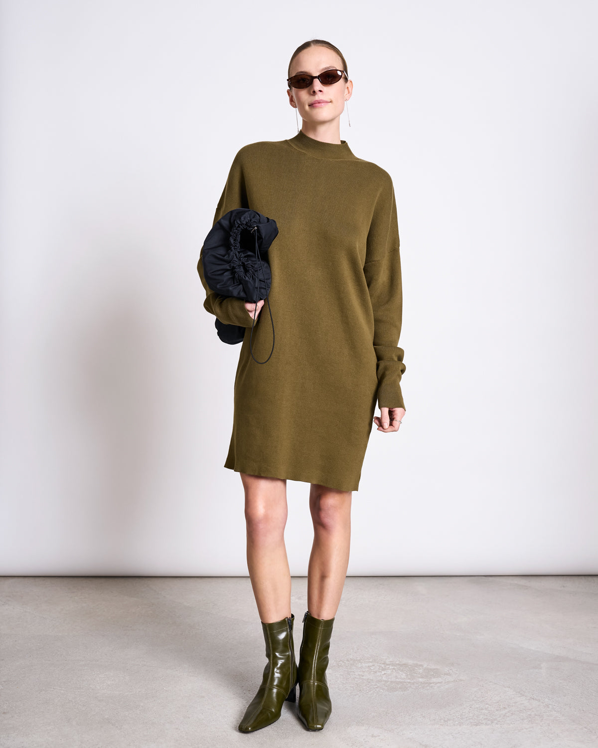 KNIT DRESS NUNA WOODY OLIVE GOTS