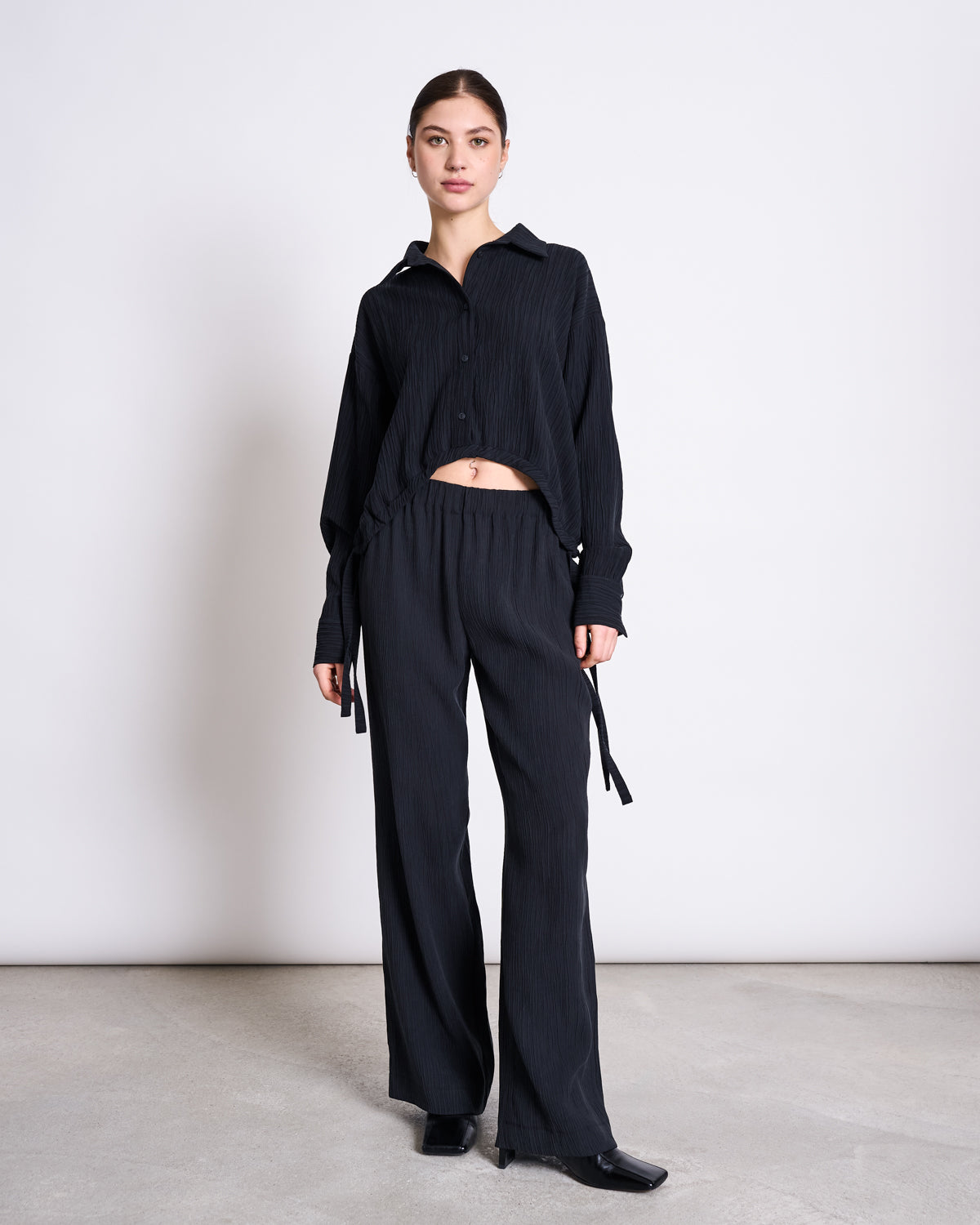 CRINKLE SHIRT ISTED BLACK