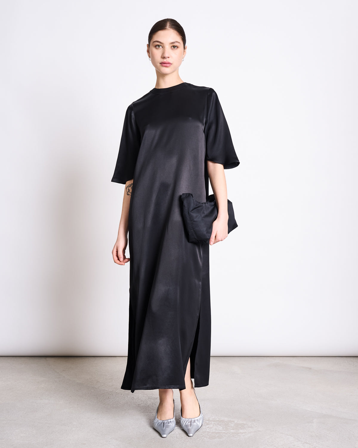 SILKY T-SHIRT DRESS CALEU BLACK